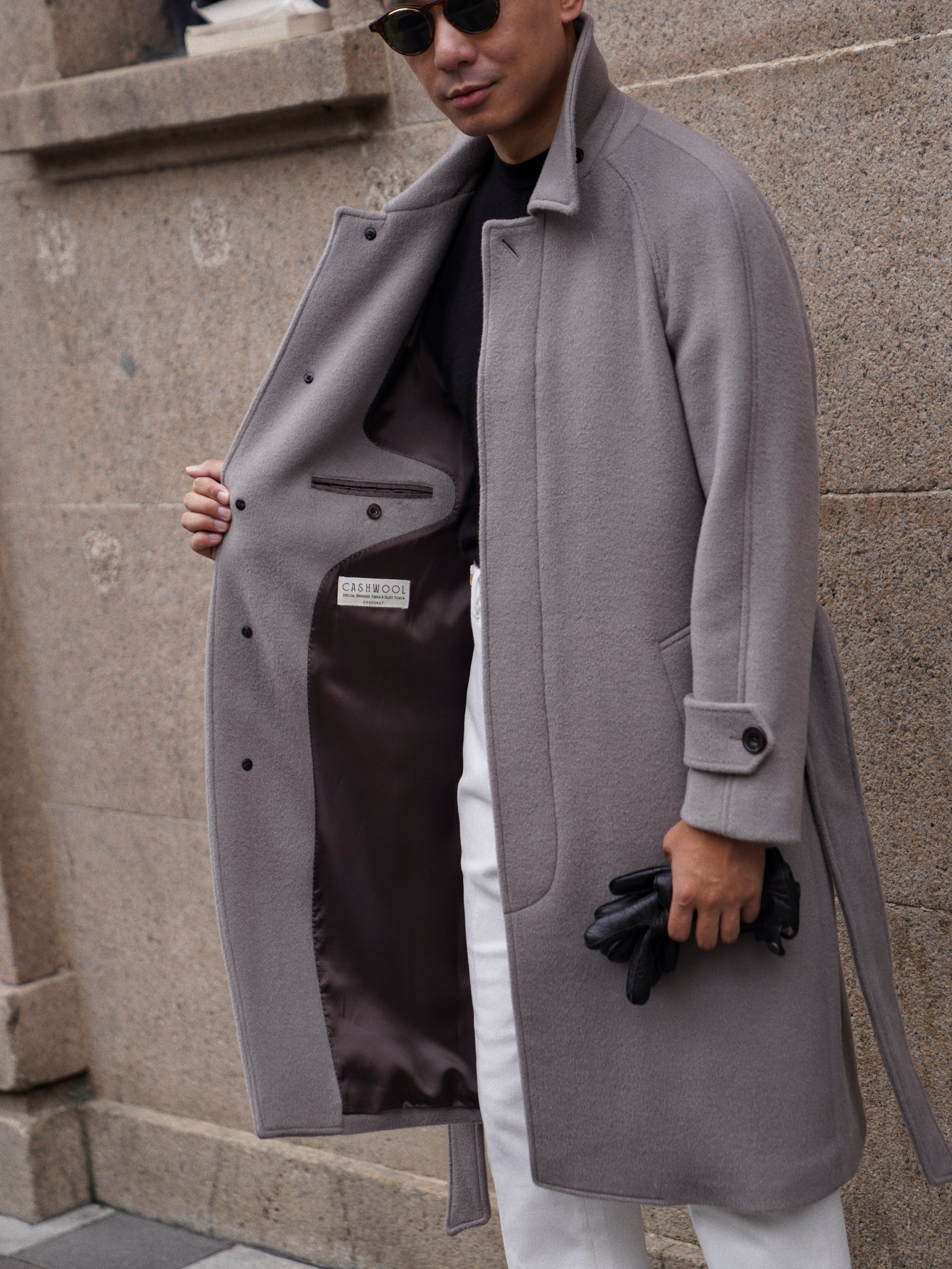 Violet Grey Wool Balmacaan Coat #853