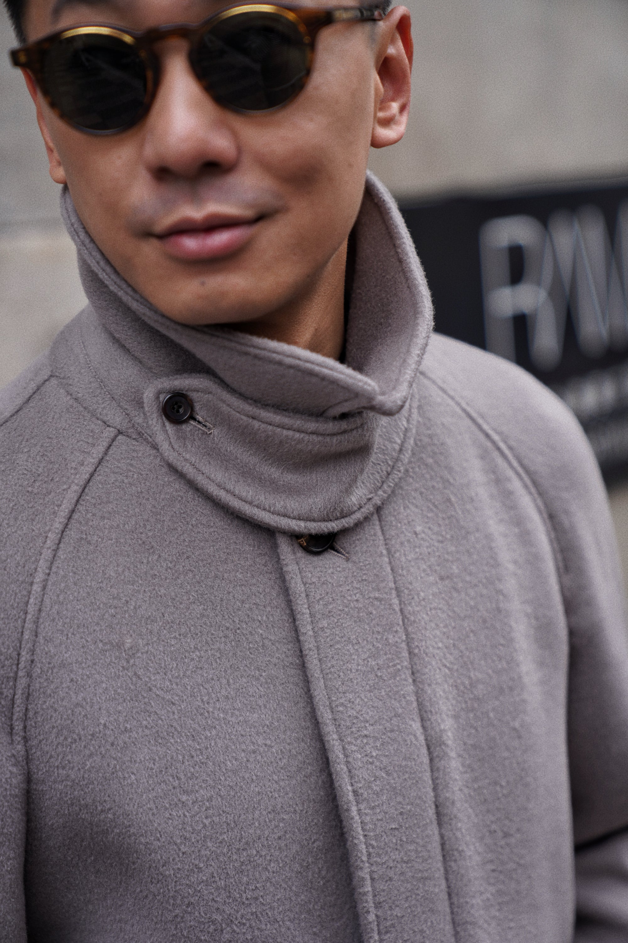 Violet Grey Wool Balmacaan Coat #853