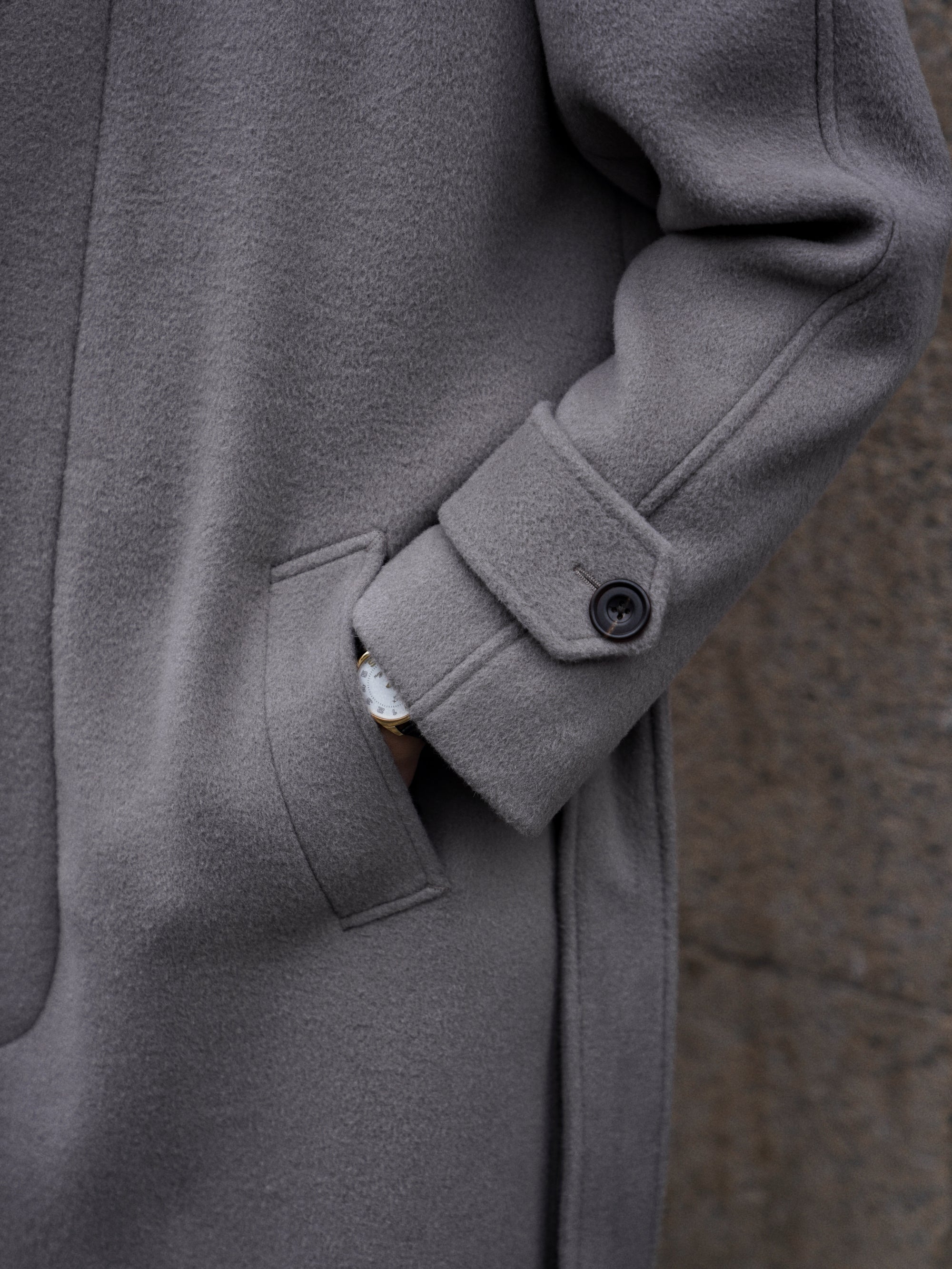 Violet Grey Wool Balmacaan Coat #853