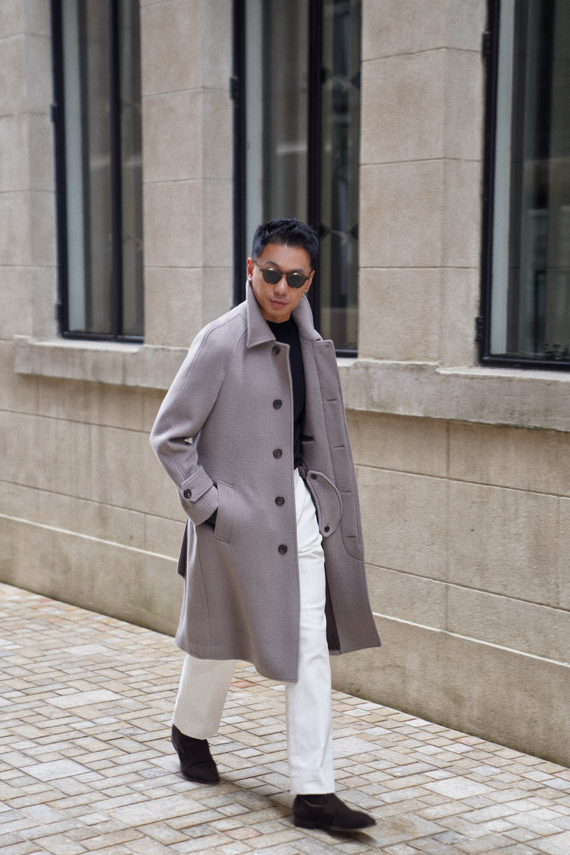 Violet Grey Wool Balmacaan Coat #853
