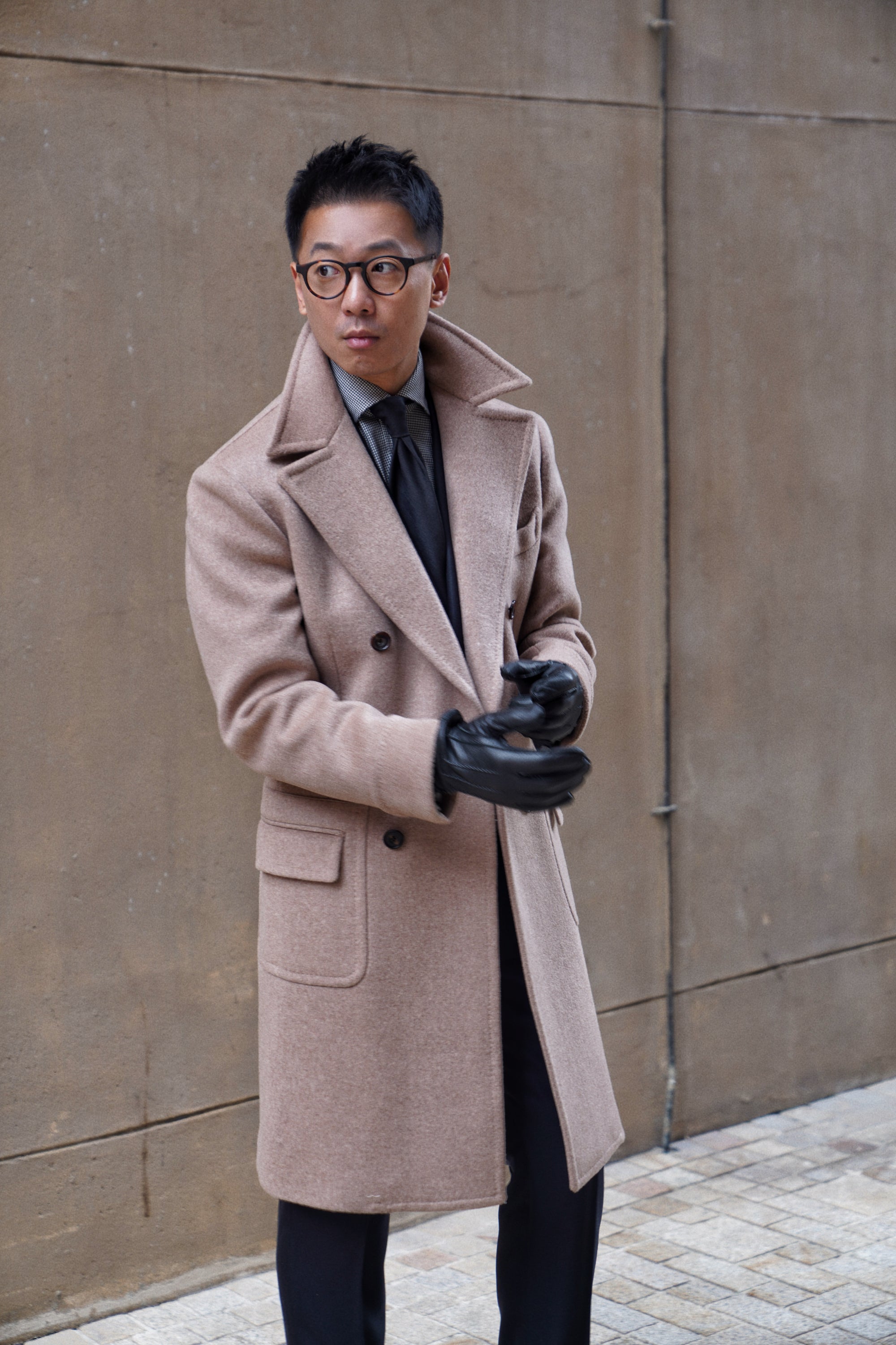 Light Brown Wool Polo Coat #854