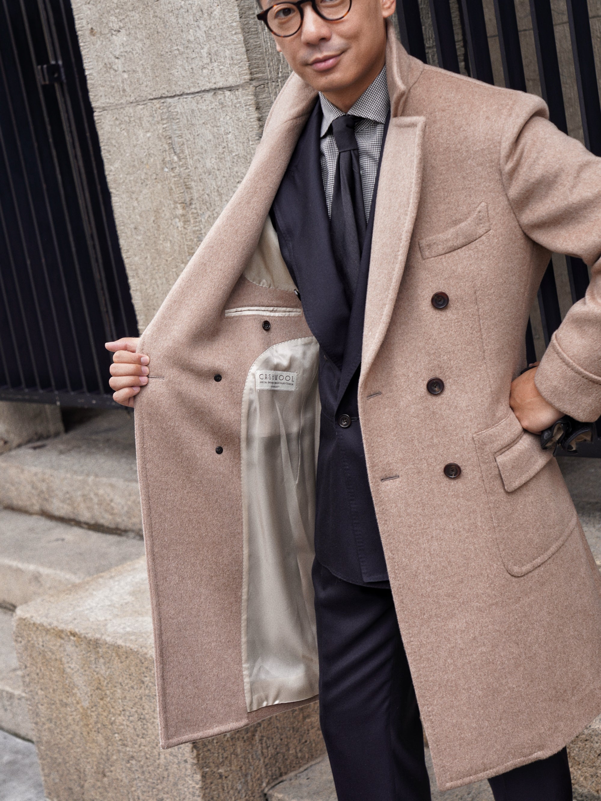 Light Brown Wool Polo Coat #854