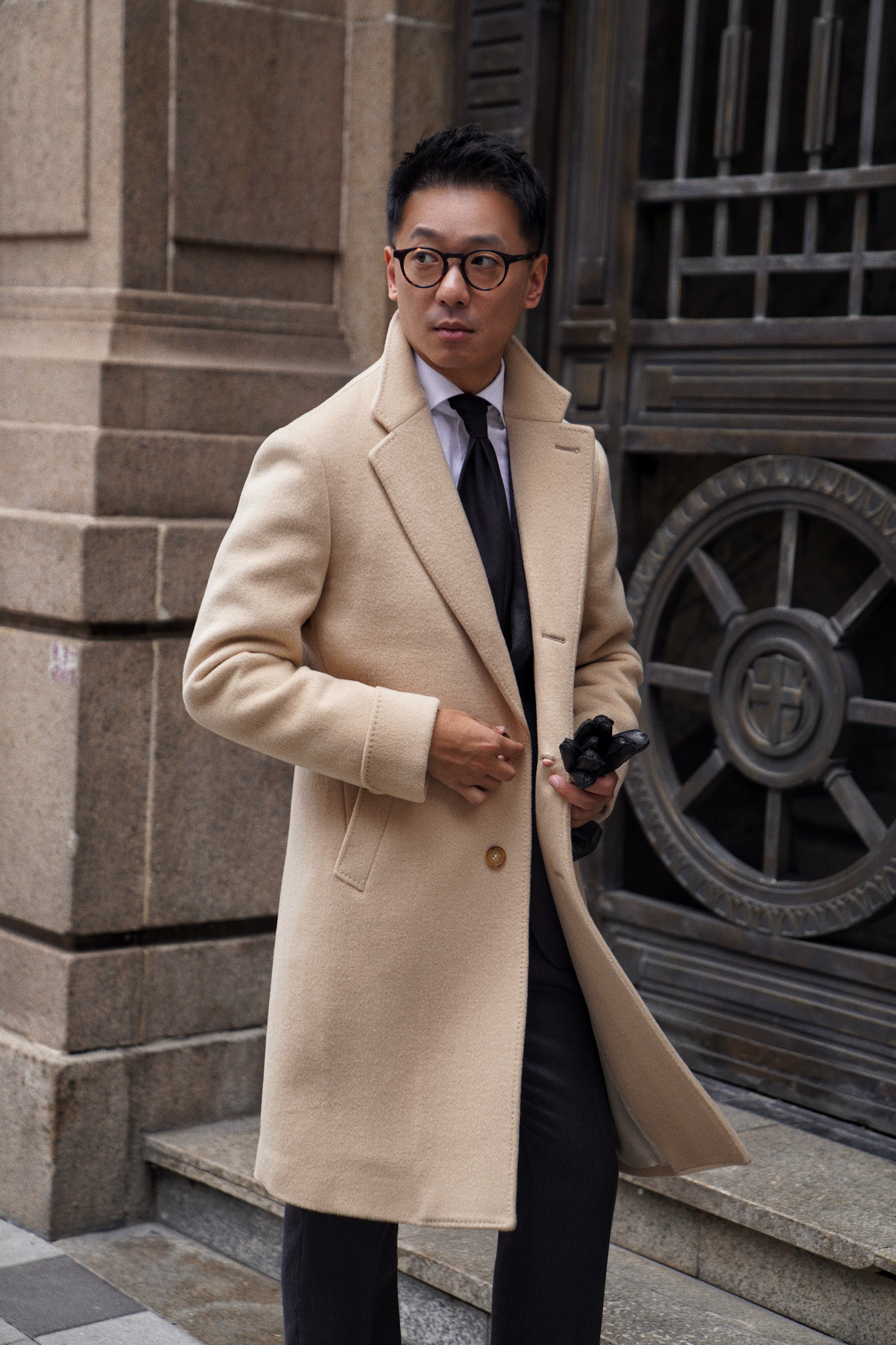 Light Camel Wool Chesterfield Coat #852