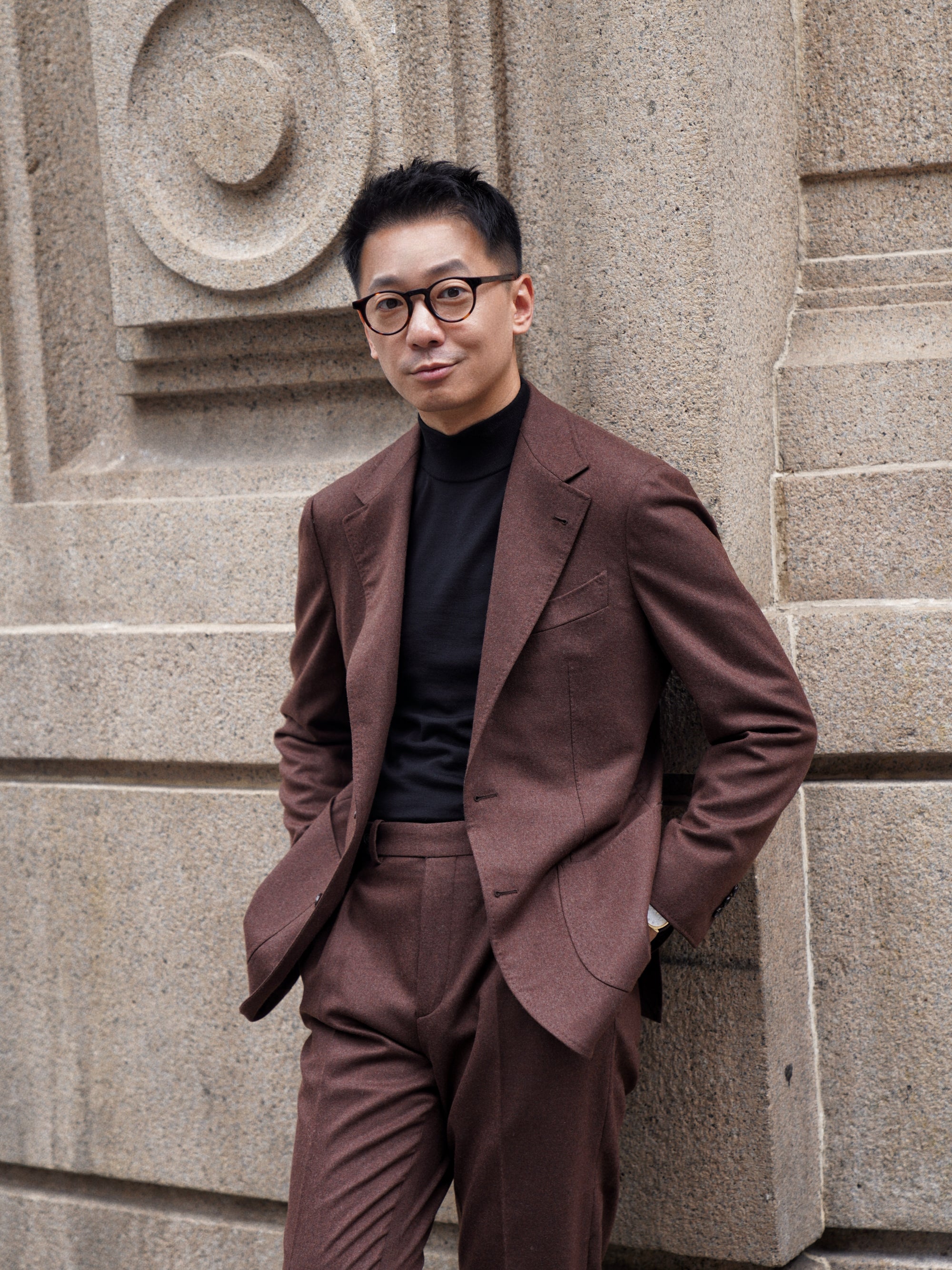 MTO Brick Red Worsted Flannel Suit #635