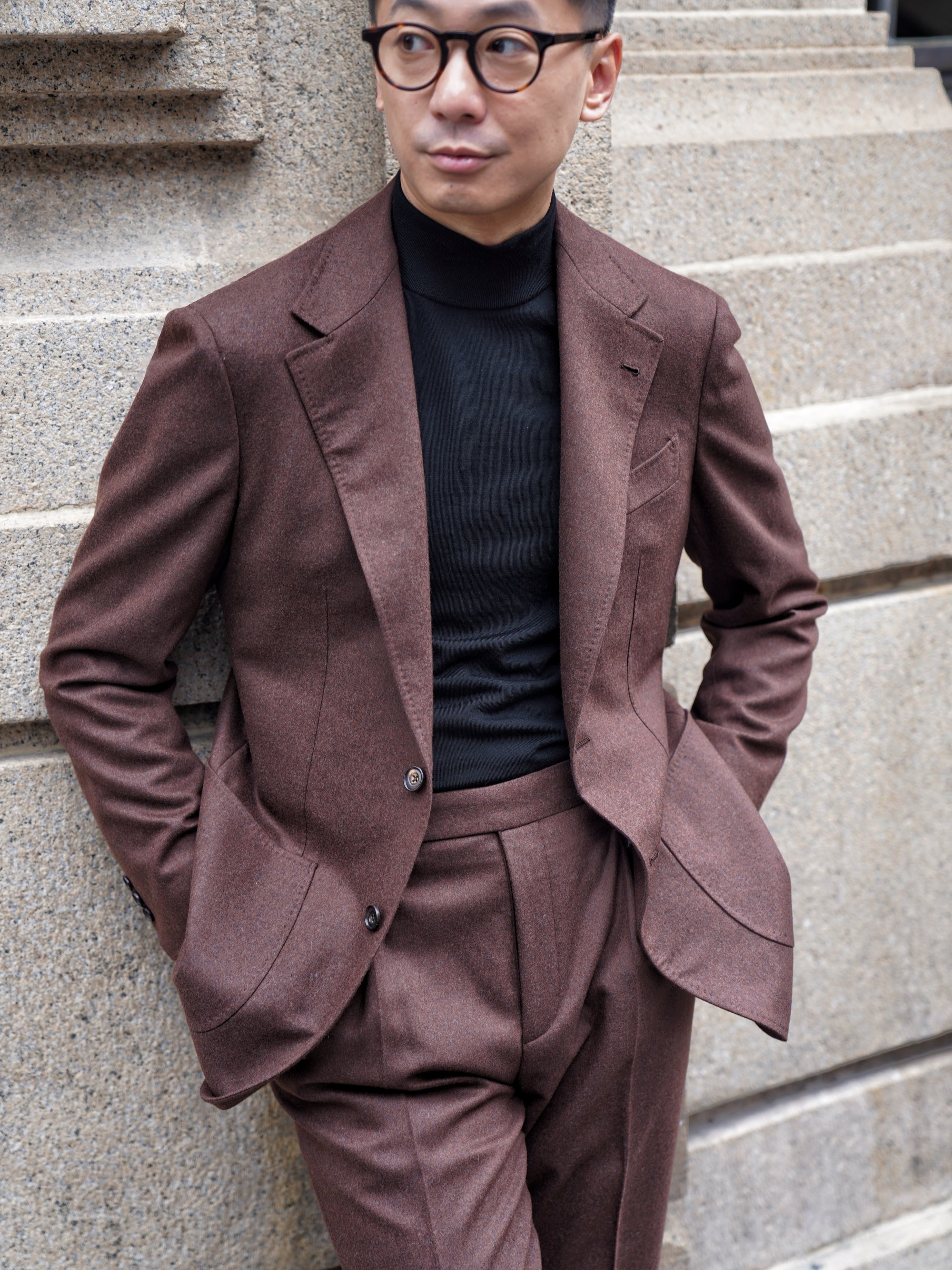 MTO Brick Red Worsted Flannel Suit #635