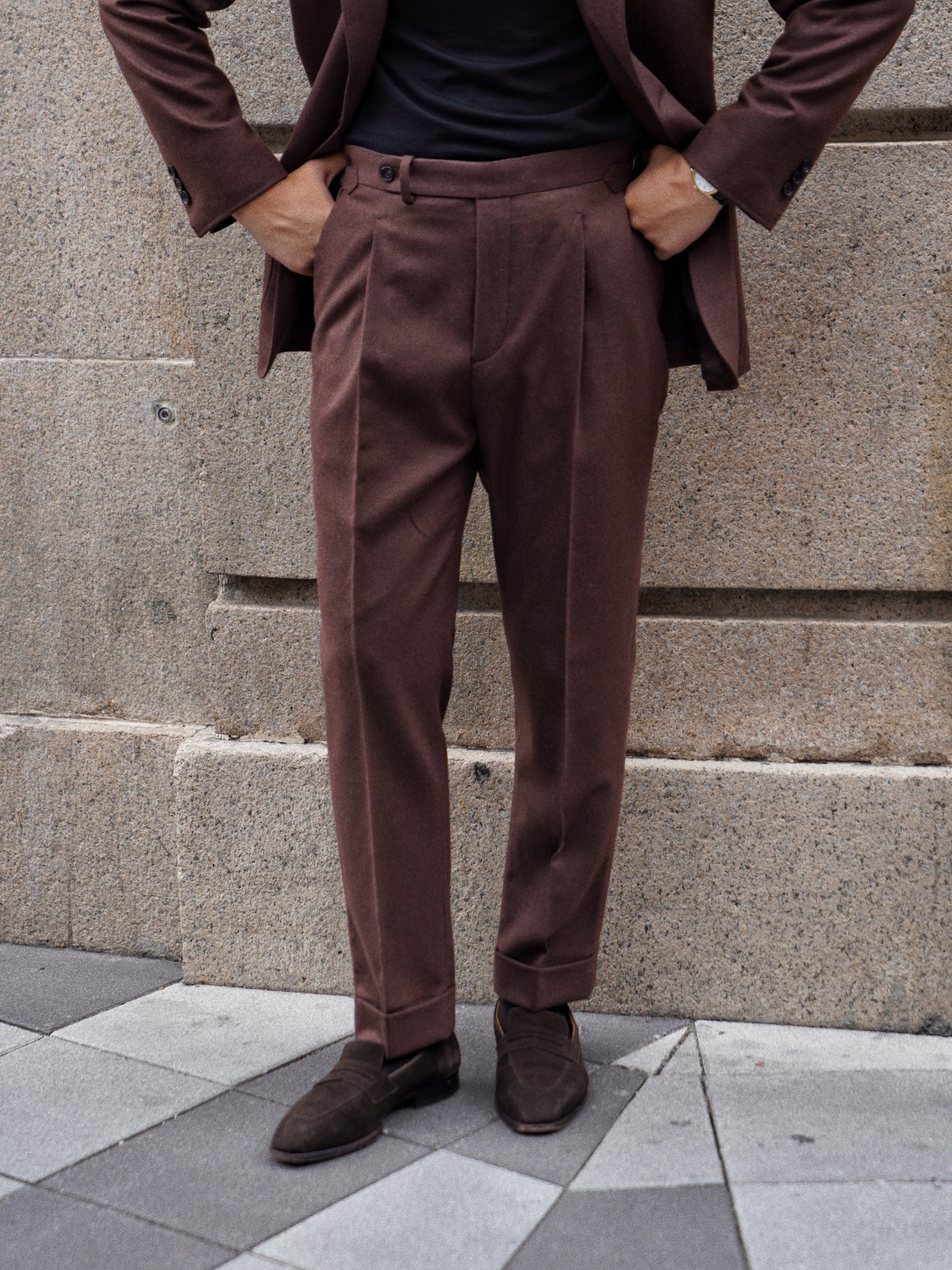 MTO Brick Red Worsted Flannel Suit #635