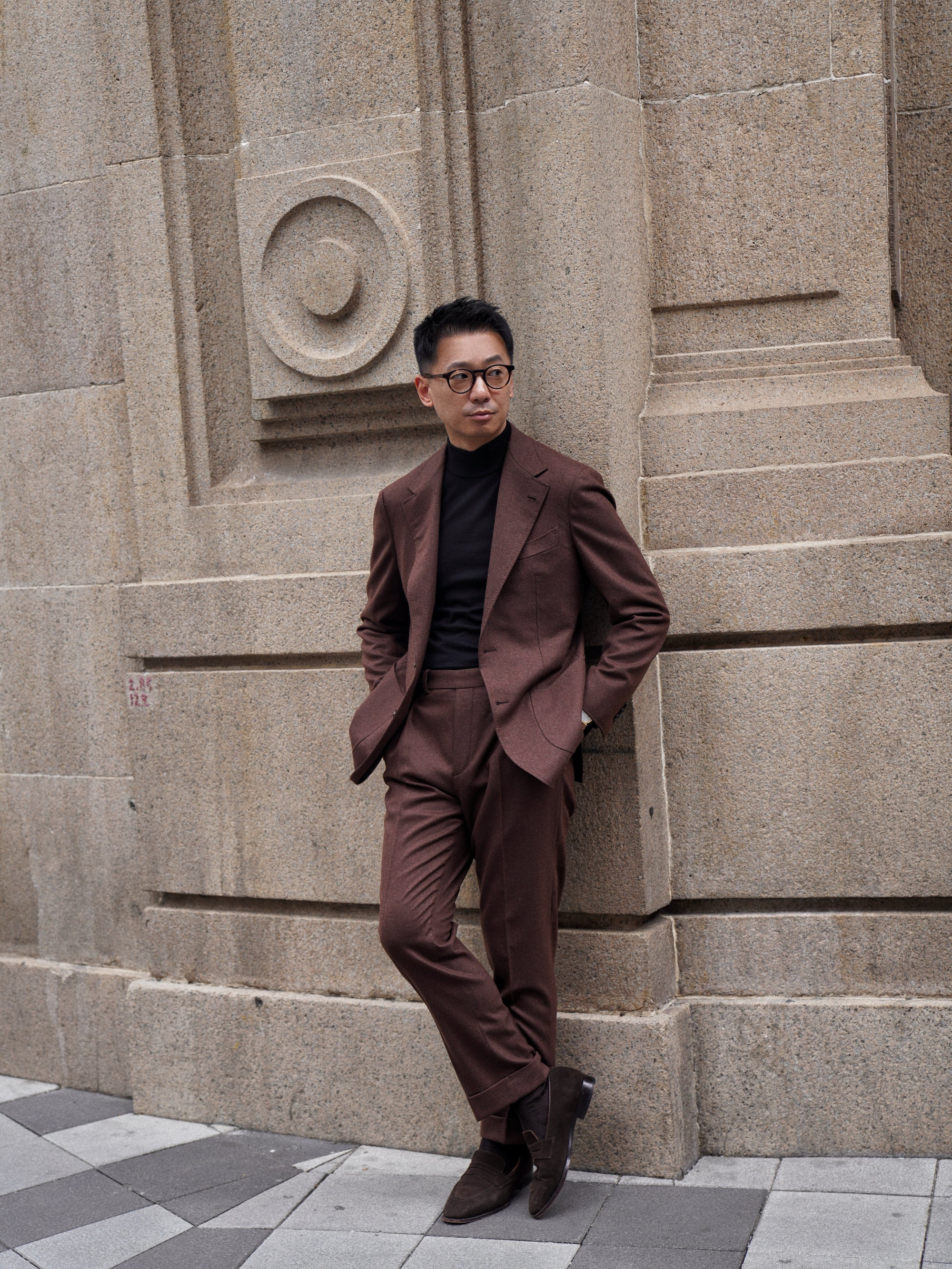 MTO Brick Red Worsted Flannel Suit #635