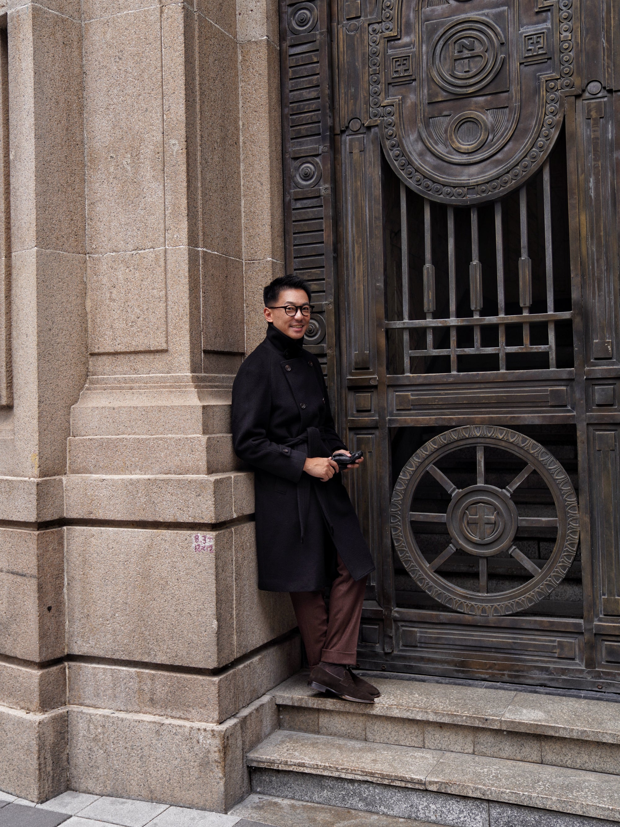 Black Wool Balmacaan Coat #118