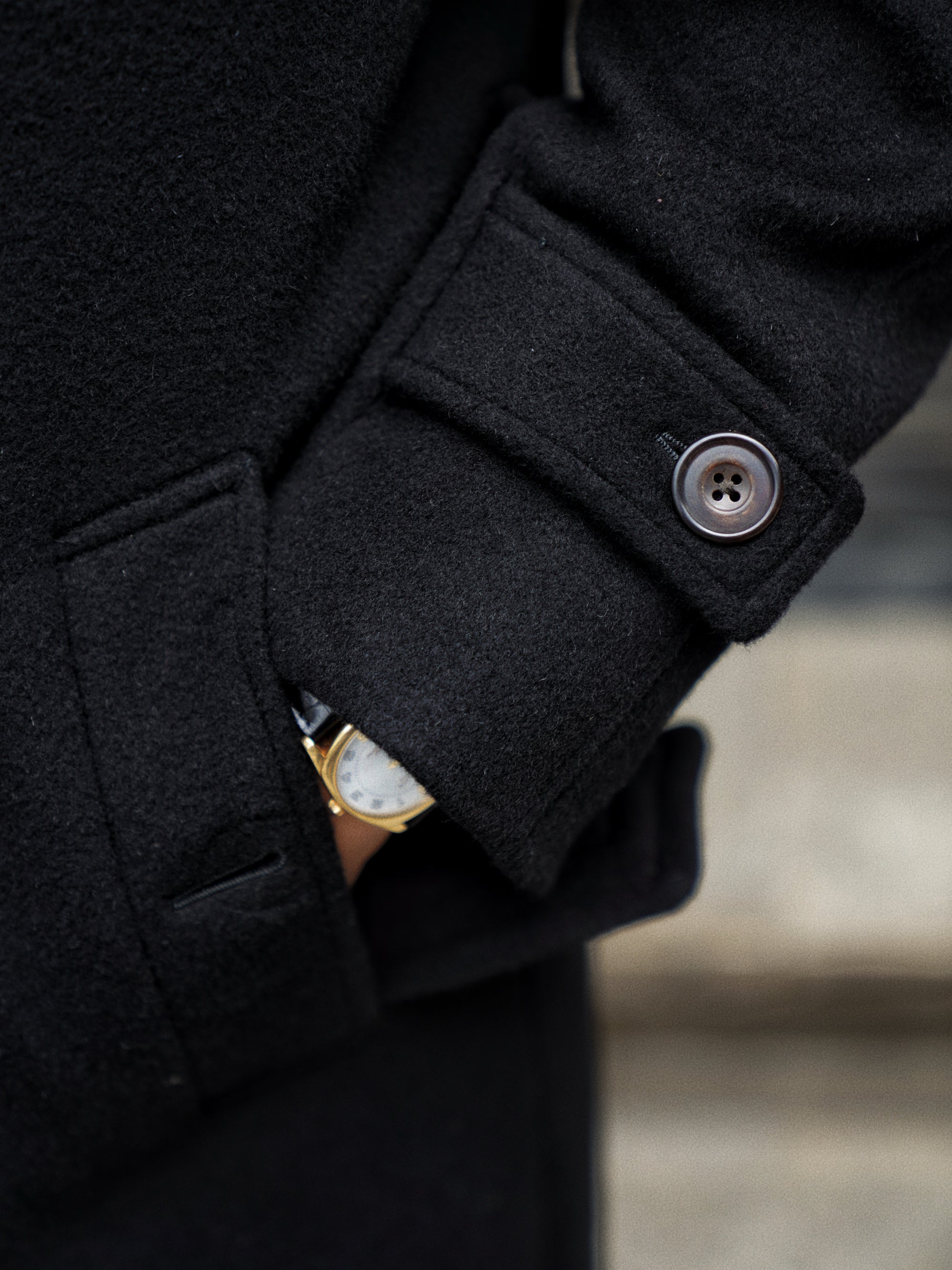 Black Wool Balmacaan Coat #118