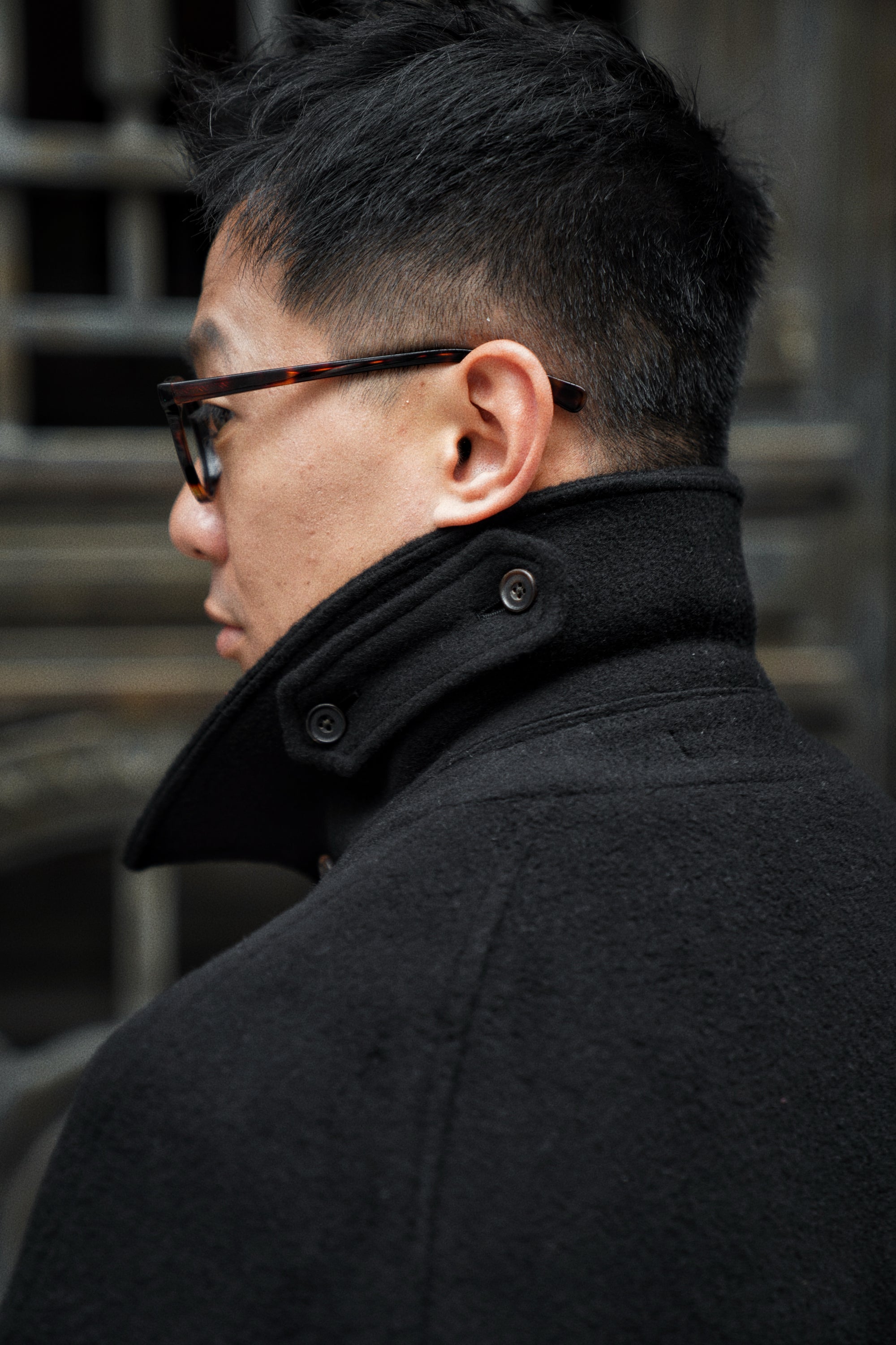Black Wool Balmacaan Coat #118