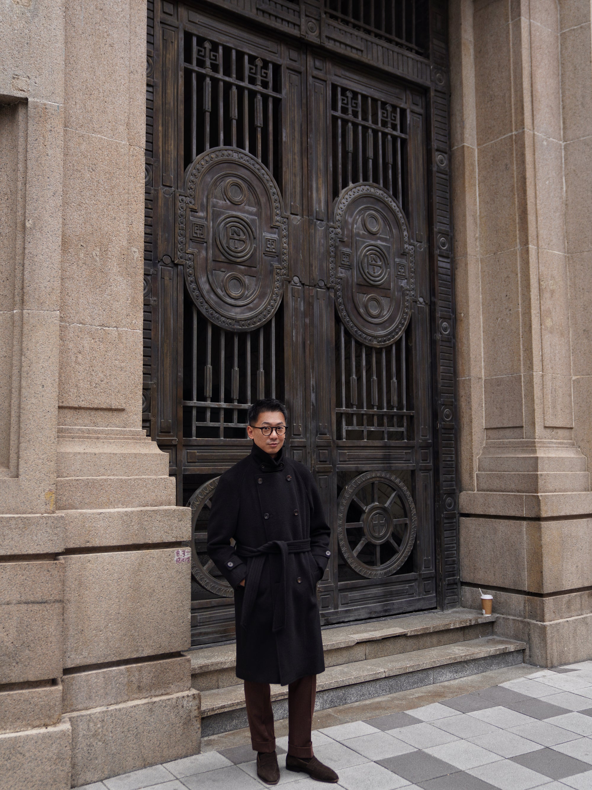 Black Wool Balmacaan Coat #118