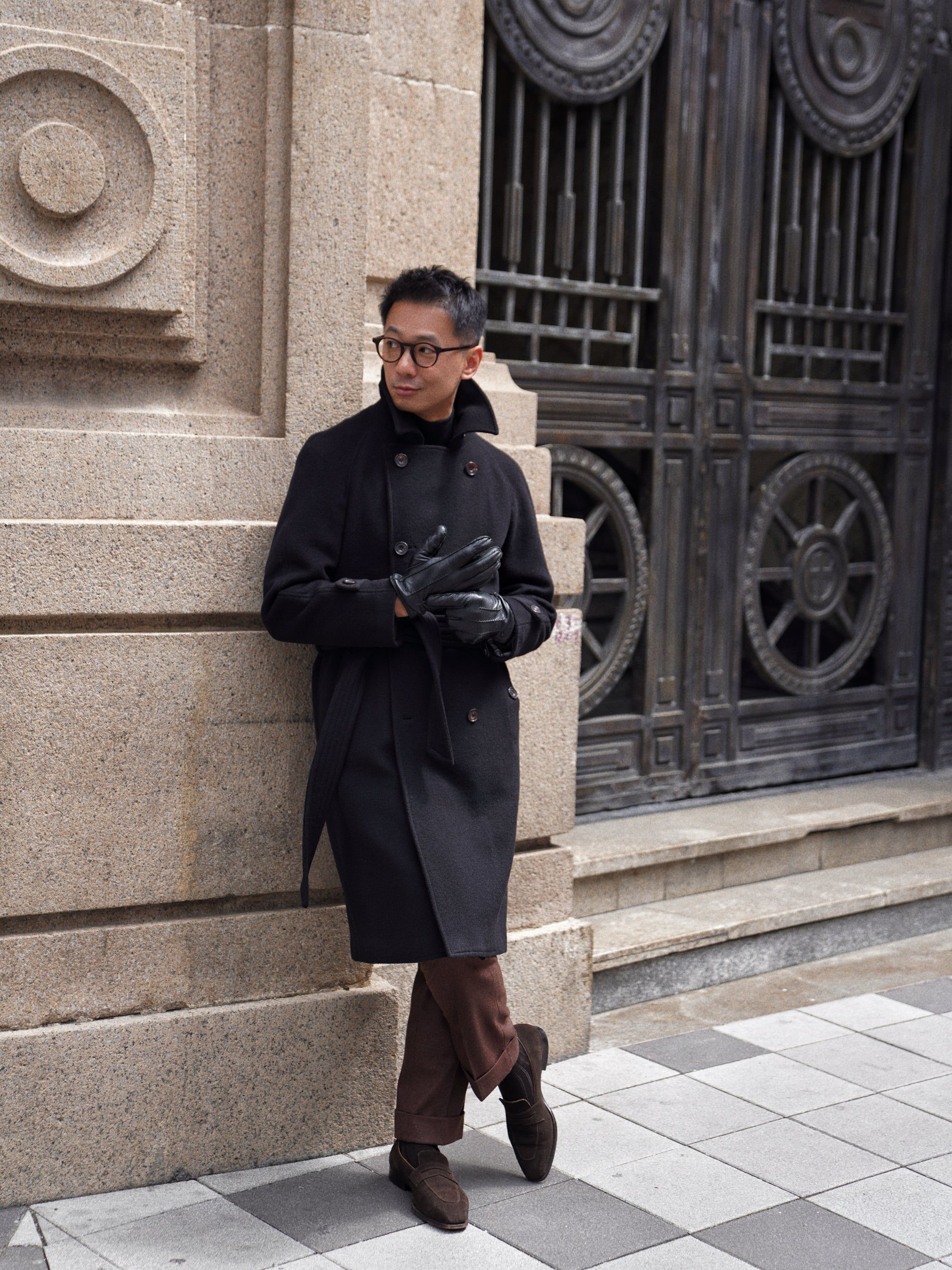 Black Wool Balmacaan Coat #118