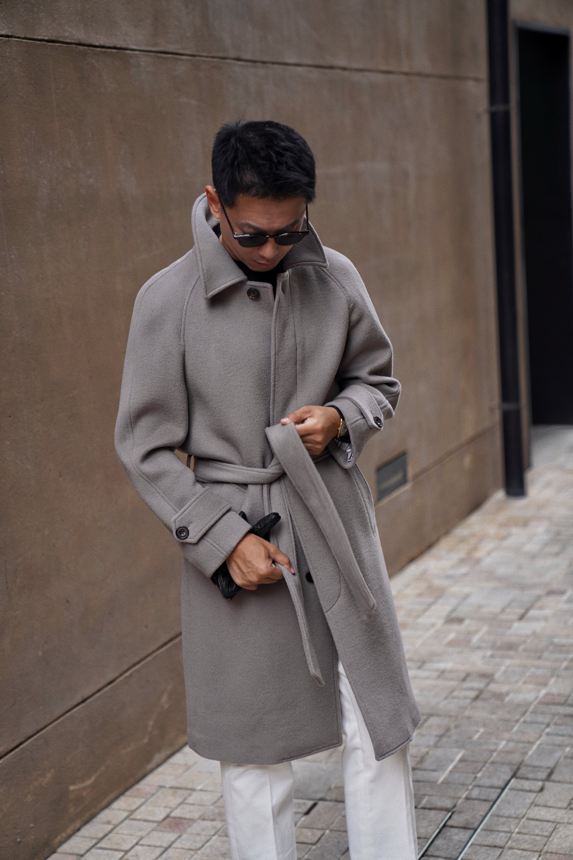 Violet Grey Wool Balmacaan Coat #853