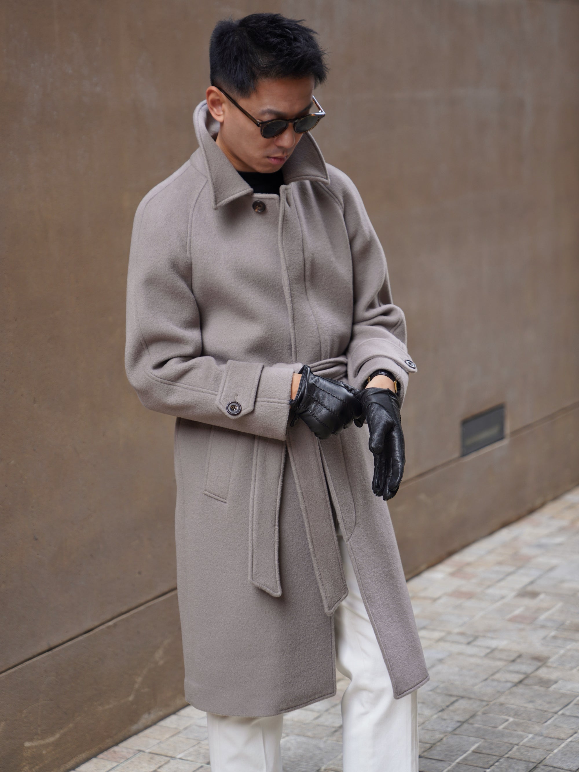 Violet Grey Wool Balmacaan Coat #853