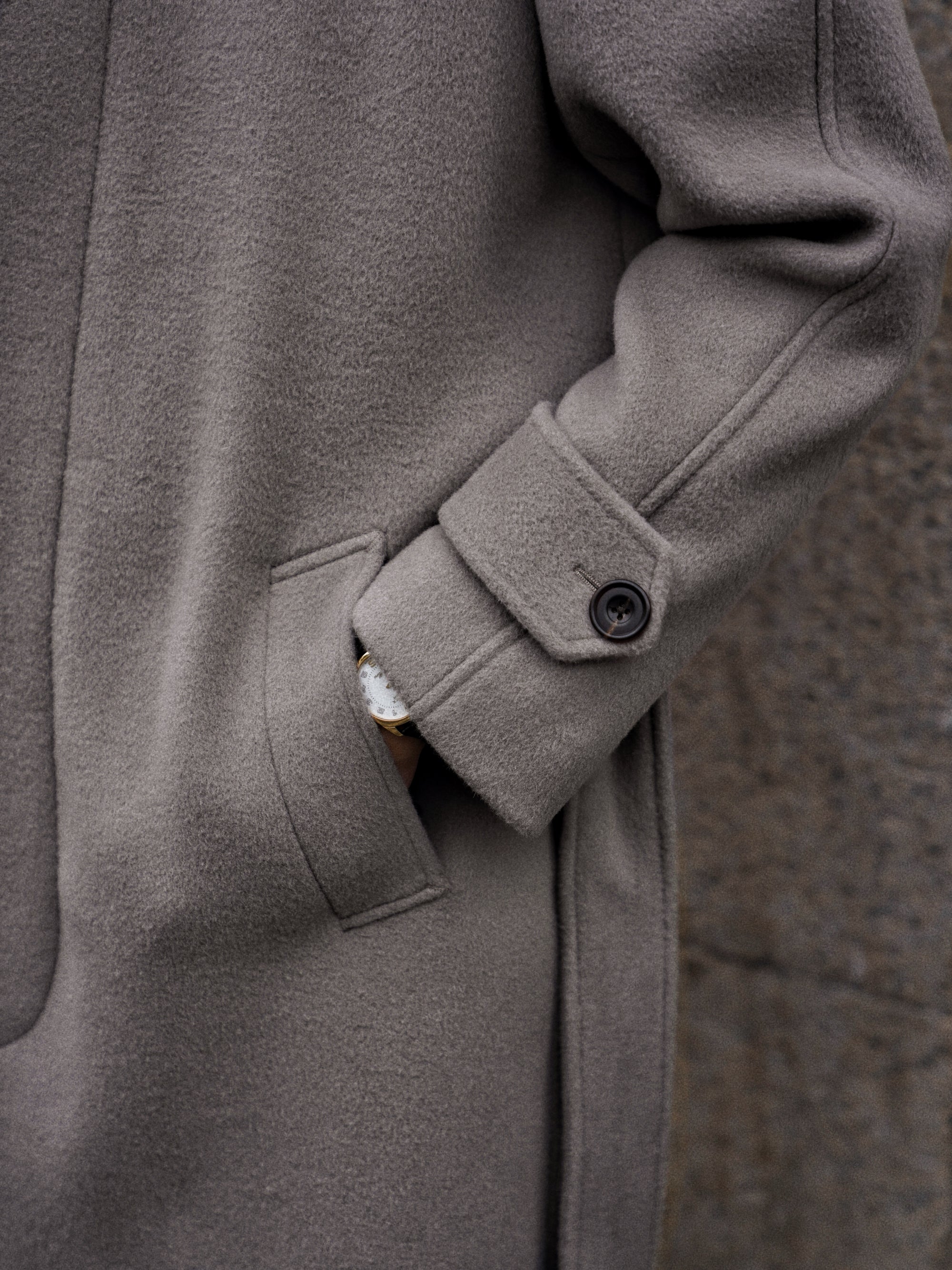 Violet Grey Wool Balmacaan Coat #853