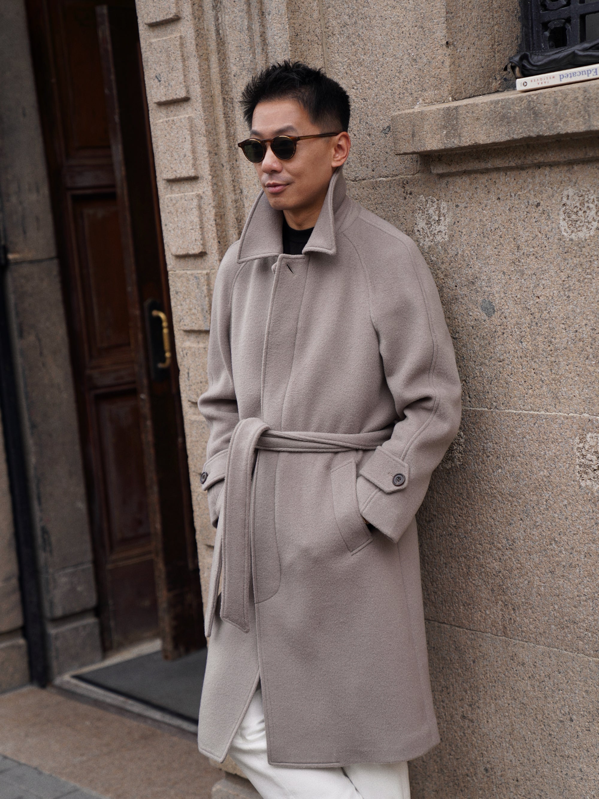Violet Grey Wool Balmacaan Coat #853