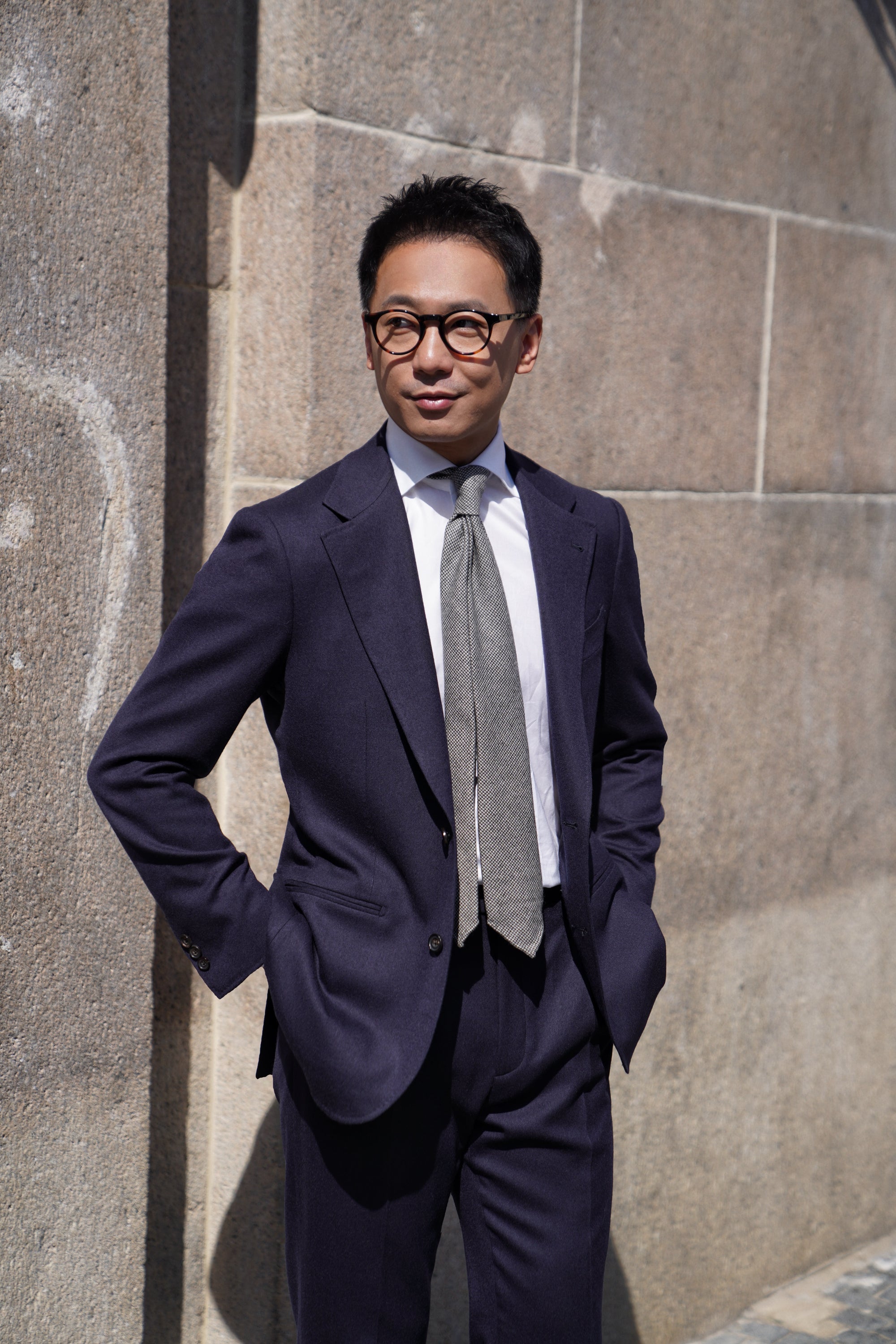 MTO Navy Twill 120s Worsted Flannel Suit #984
