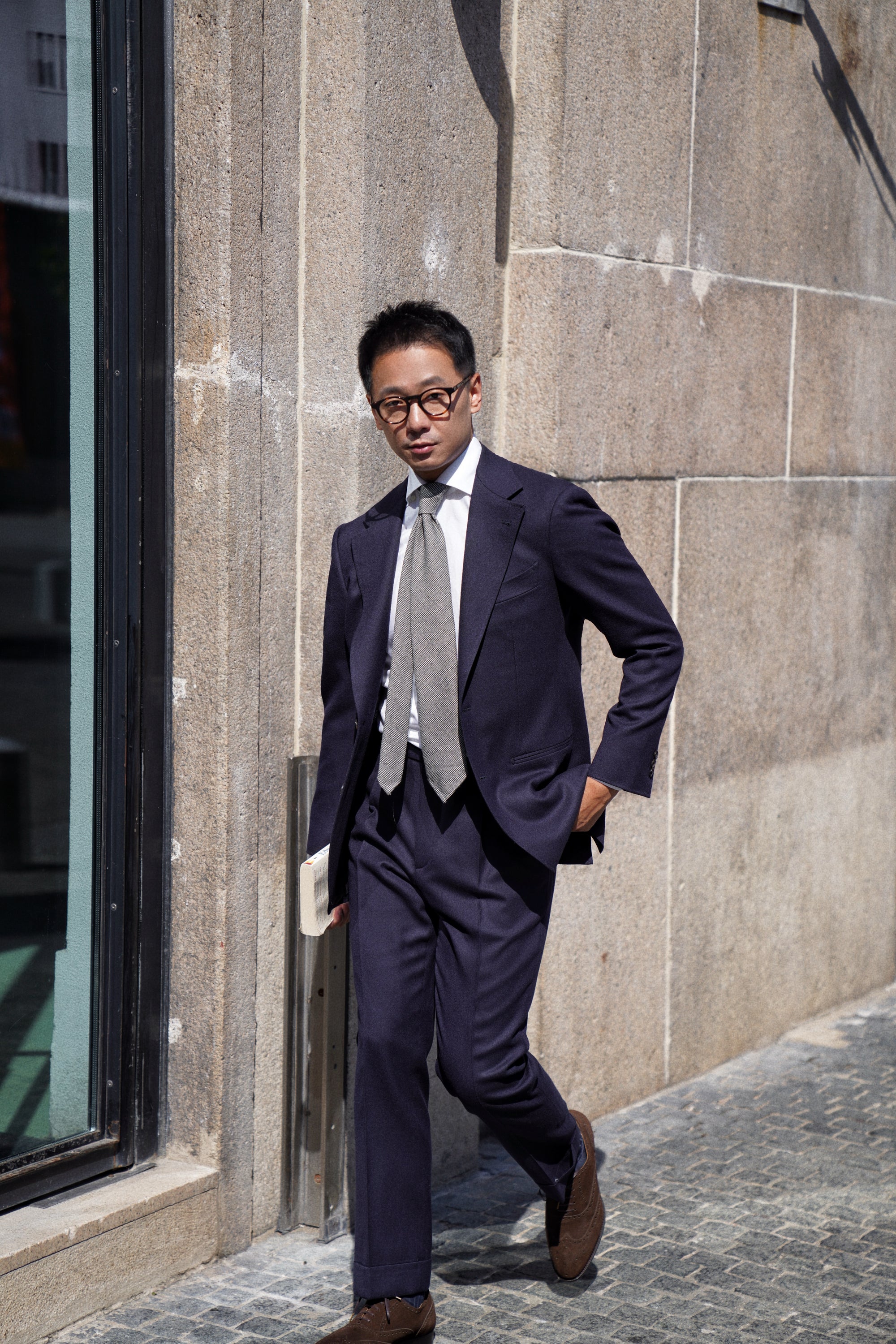 MTO Navy Twill 120s Worsted Flannel Suit #984