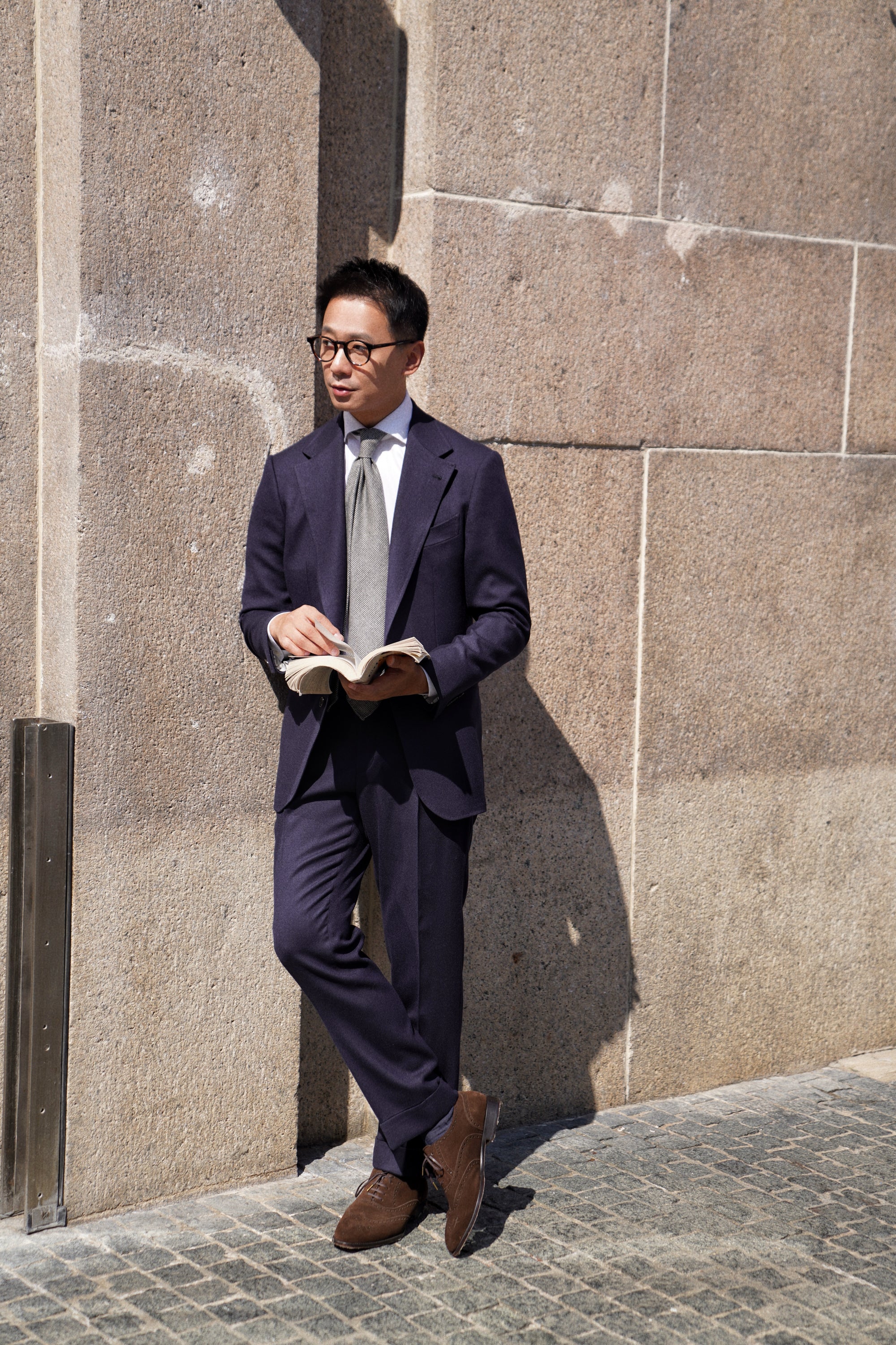 MTO Navy Twill 120s Worsted Flannel Suit #984