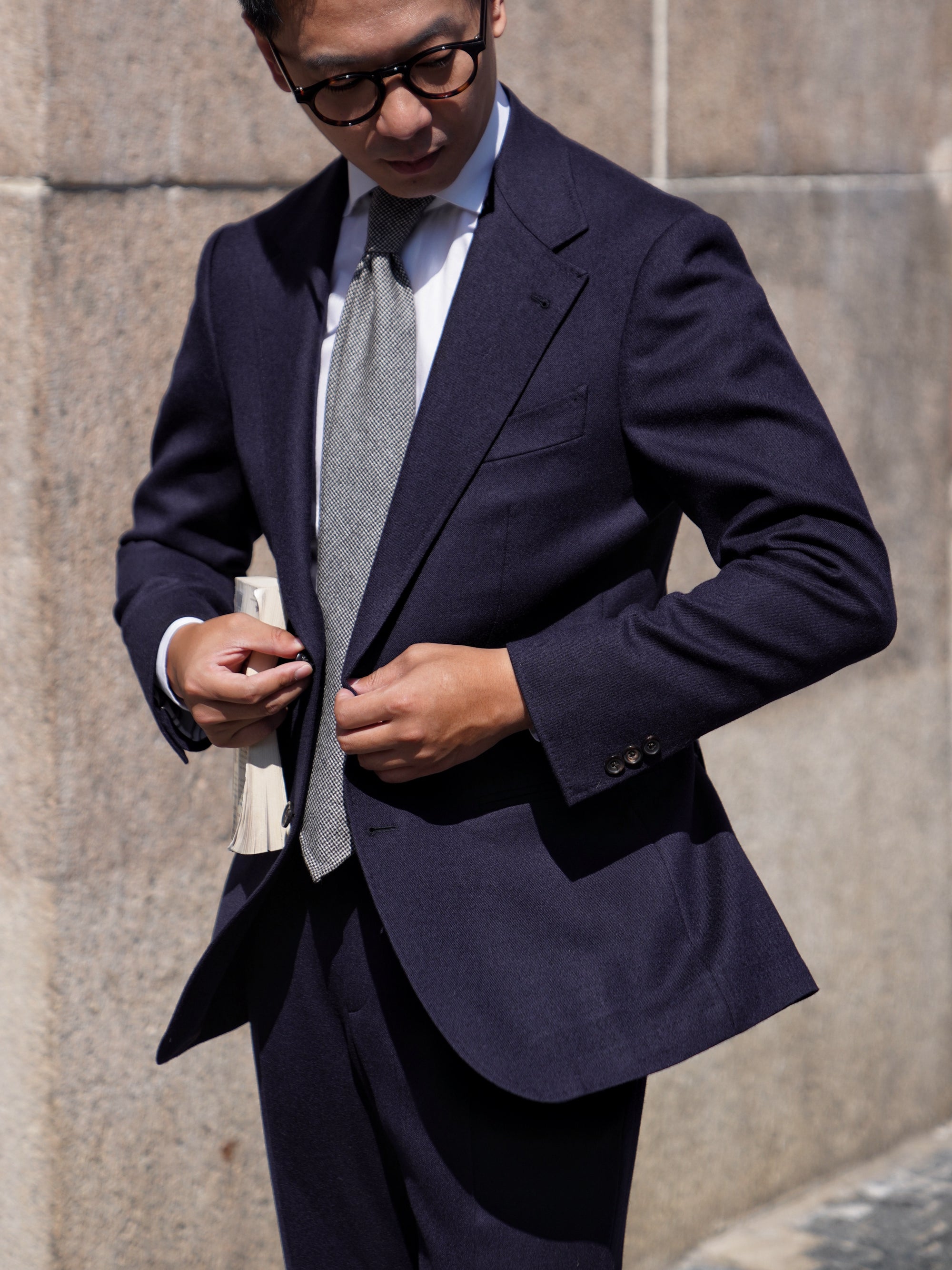 MTO Navy Twill 120s Worsted Flannel Suit #984