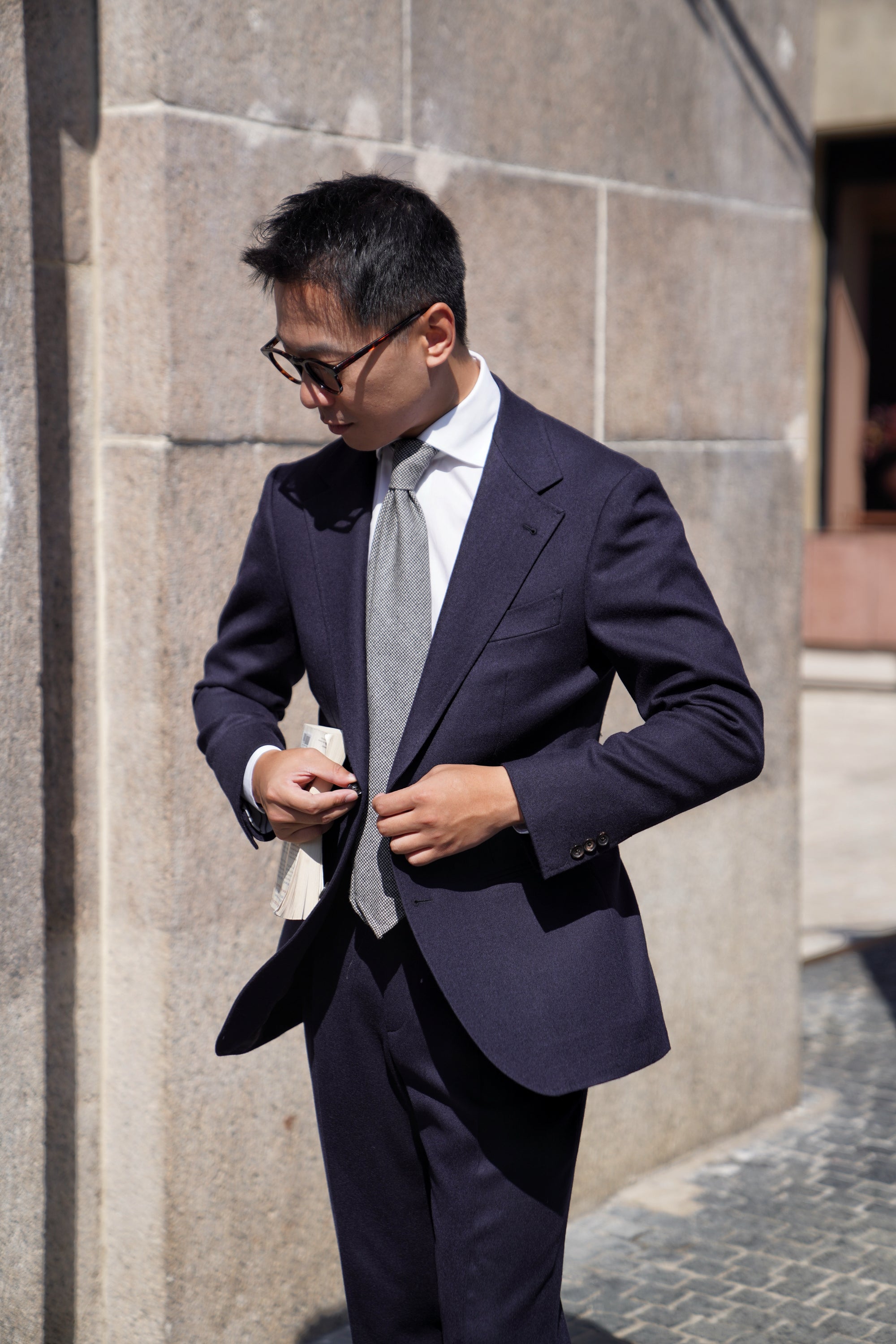 MTO Navy Twill 120s Worsted Flannel Suit #984