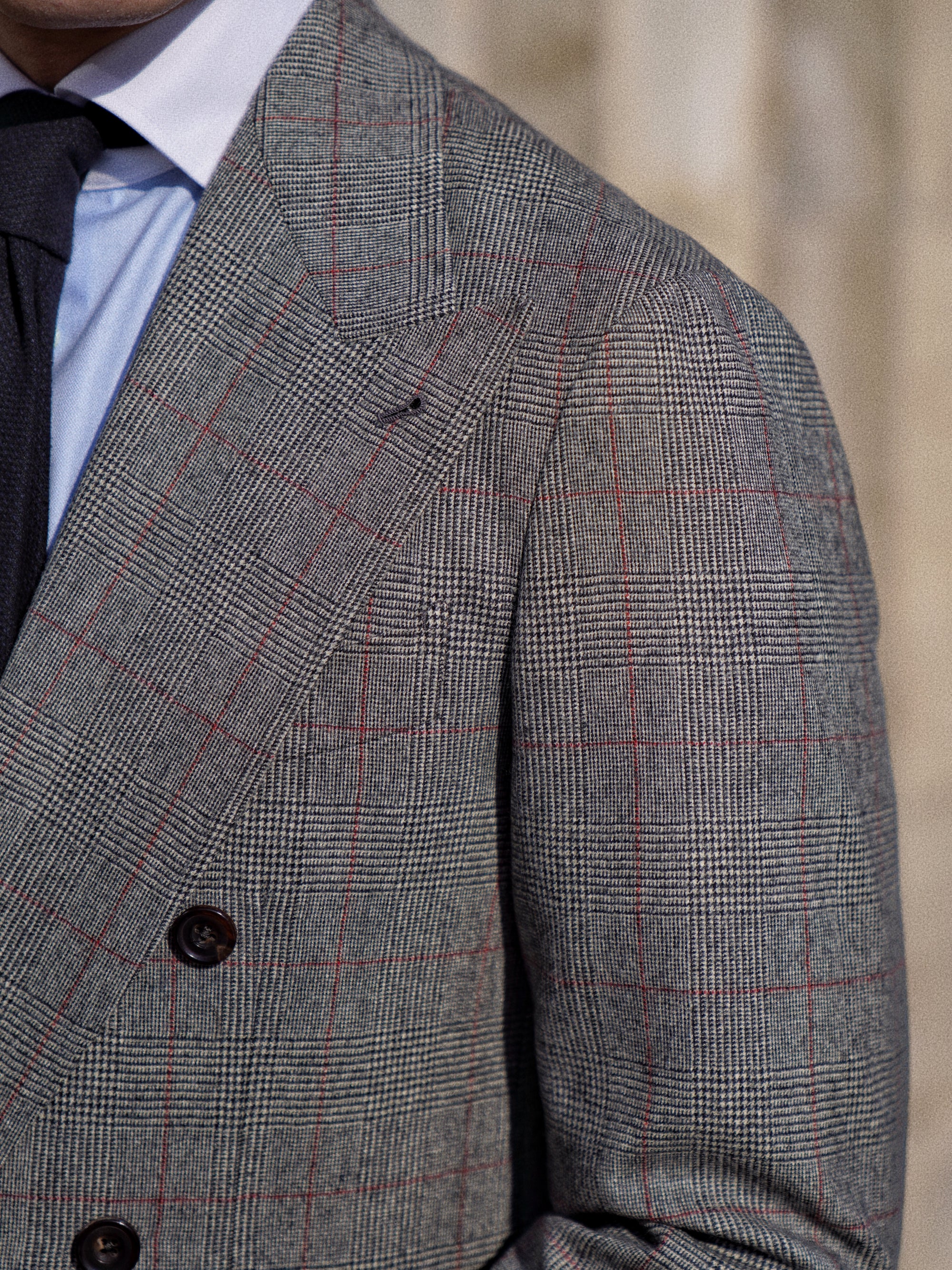 MTO Glen Check Red Overcheck Worsted Flannel Suit #634