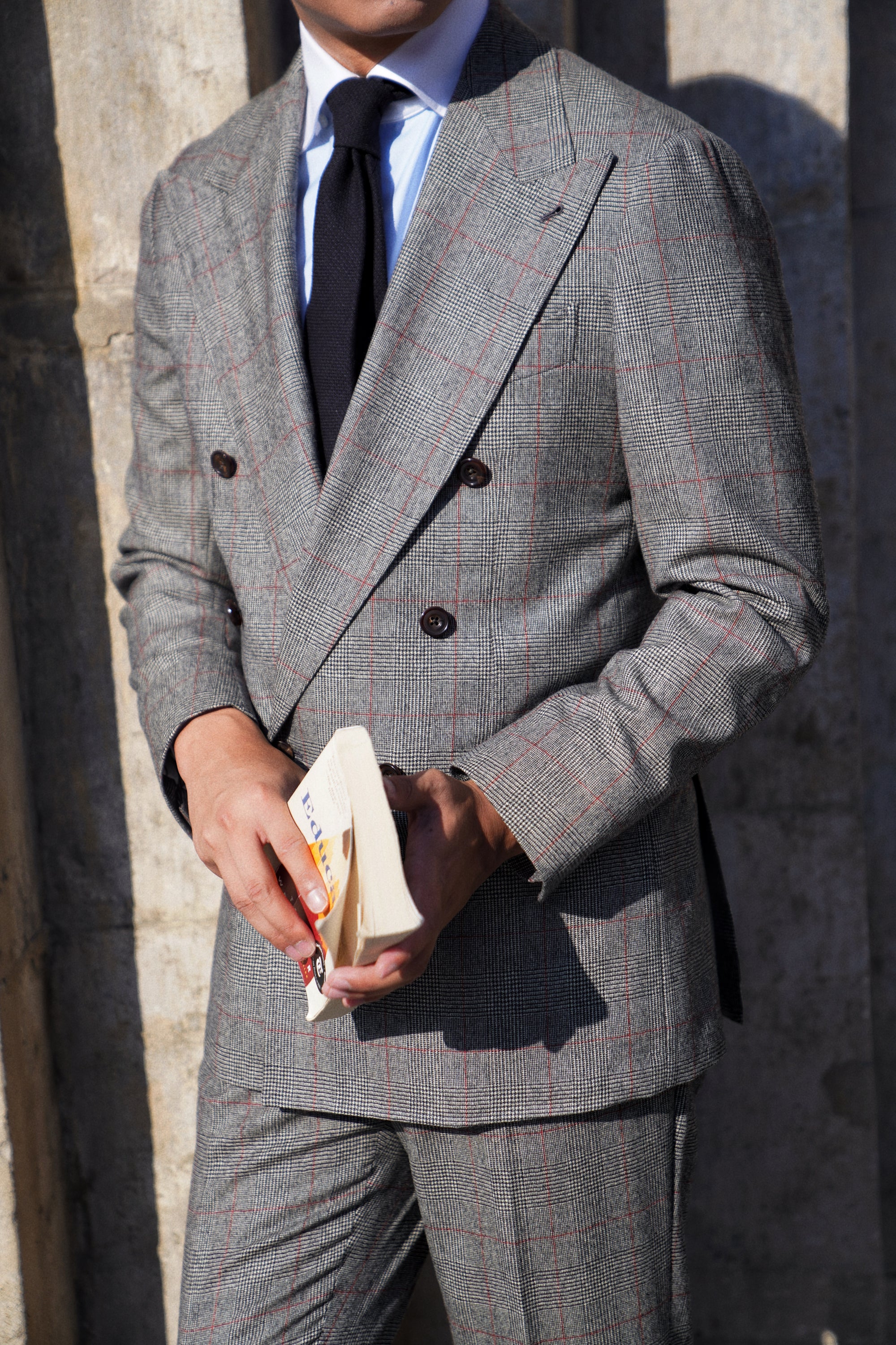 MTO Glen Check Red Overcheck Worsted Flannel Suit #634
