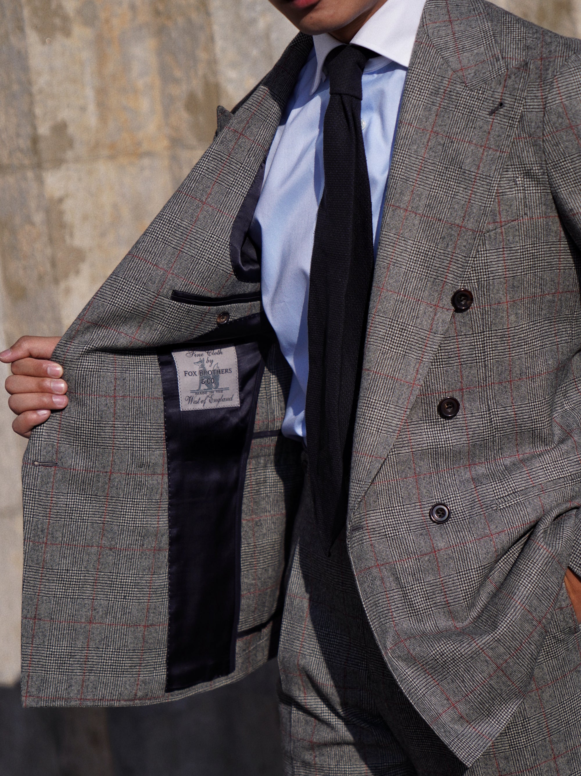 MTO Glen Check Red Overcheck Worsted Flannel Suit #634