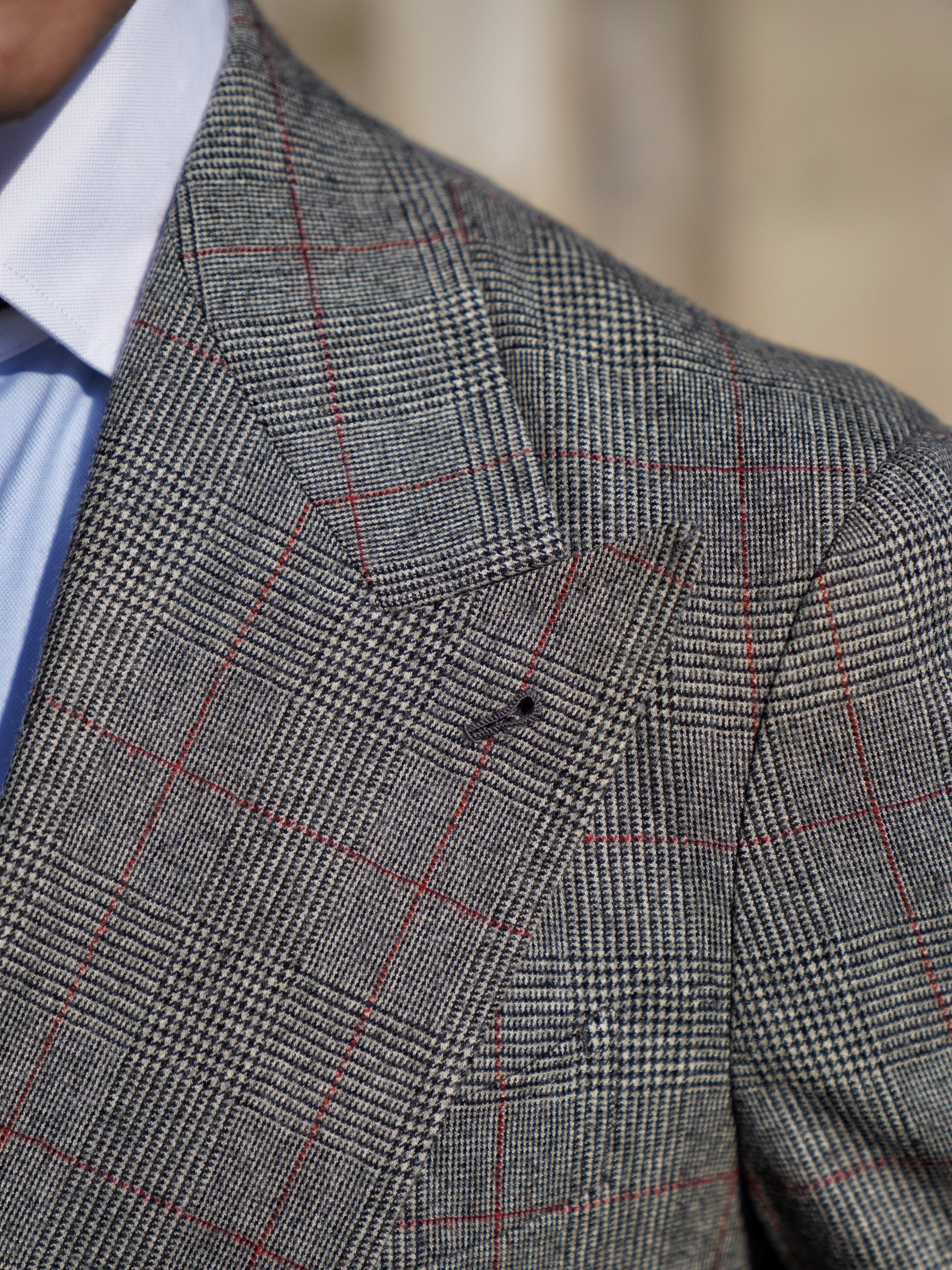 MTO Glen Check Red Overcheck Worsted Flannel Suit #634