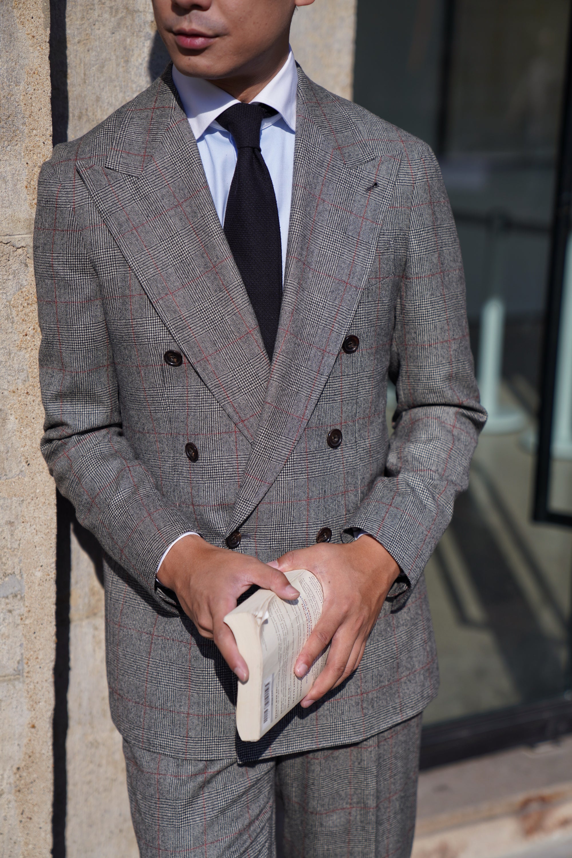 MTO Glen Check Red Overcheck Worsted Flannel Suit #634
