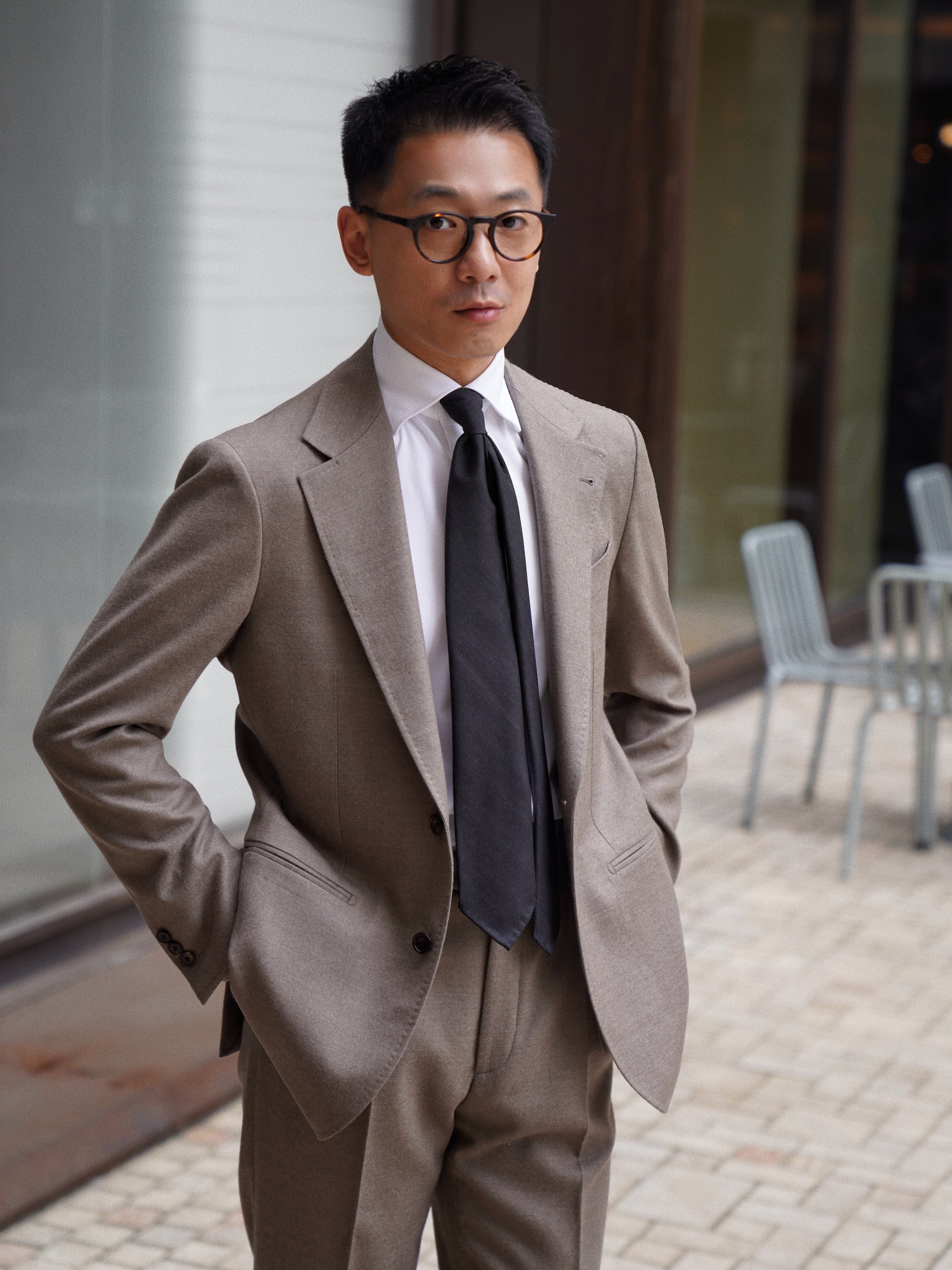 MTO Mocha Twill 120s Worsted Flannel Suit #985