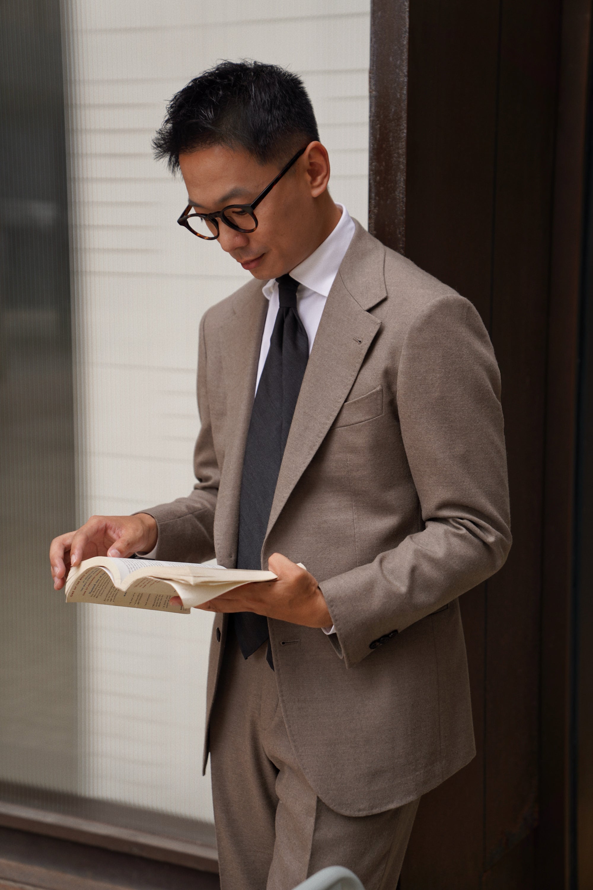 MTO Mocha Twill 120s Worsted Flannel Suit #985
