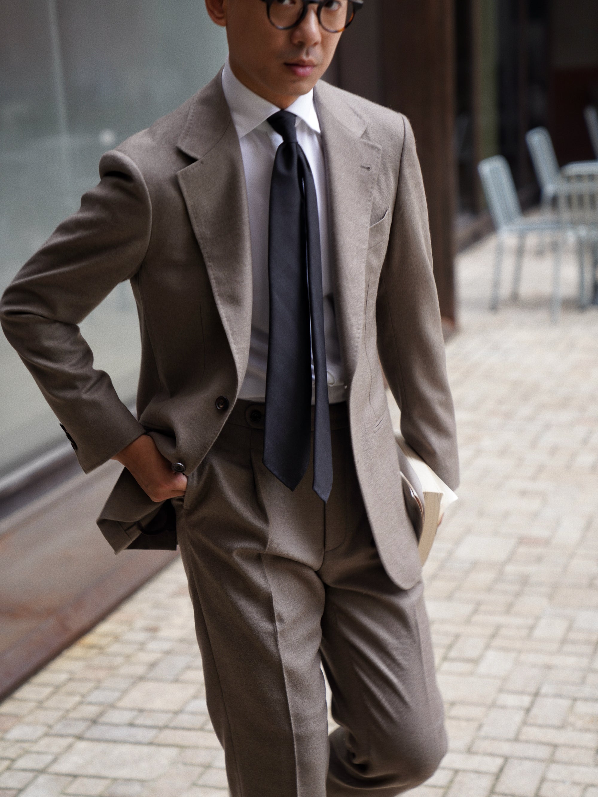 MTO Mocha Twill 120s Worsted Flannel Suit #985