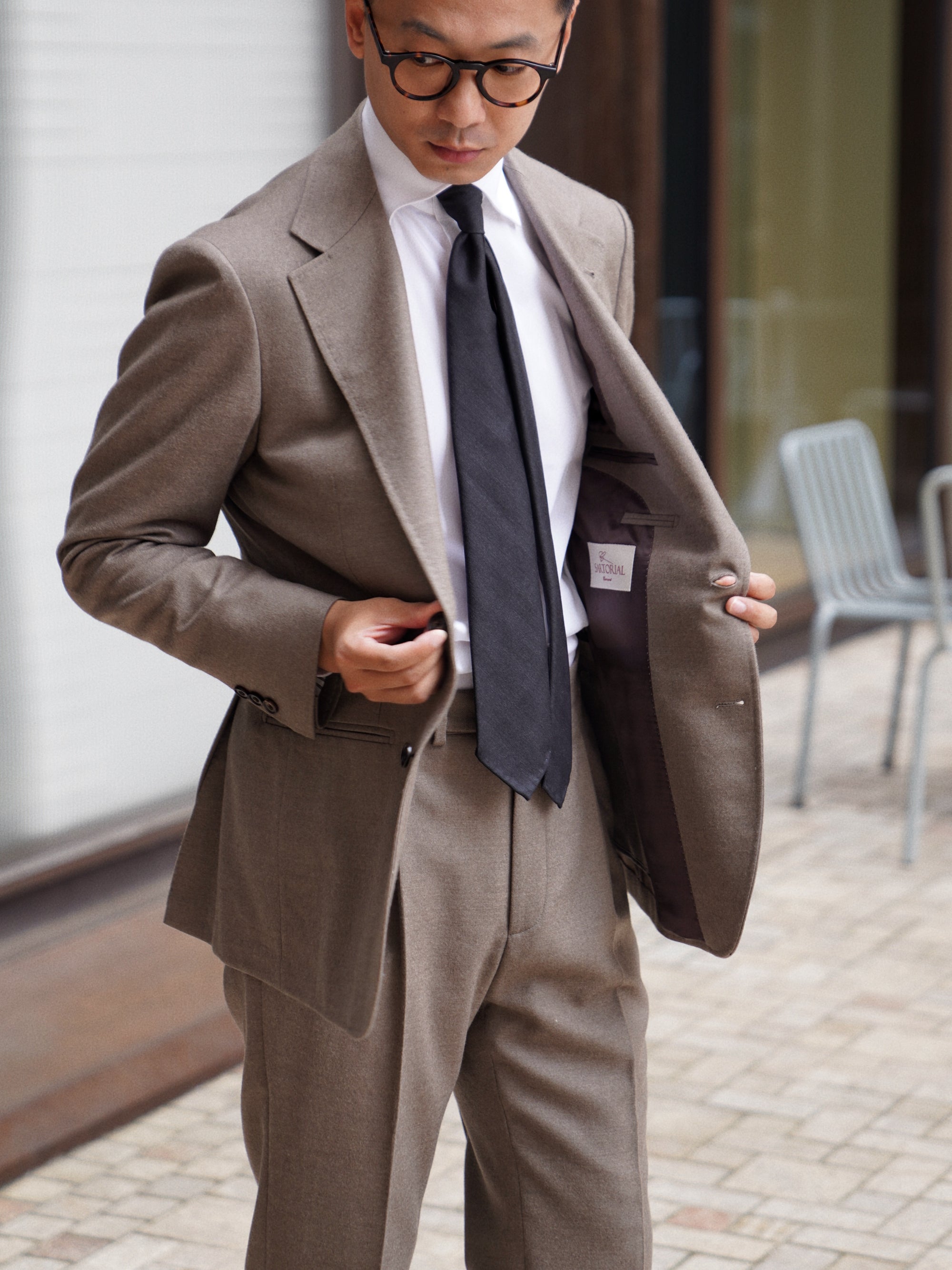 MTO Mocha Twill 120s Worsted Flannel Suit #985