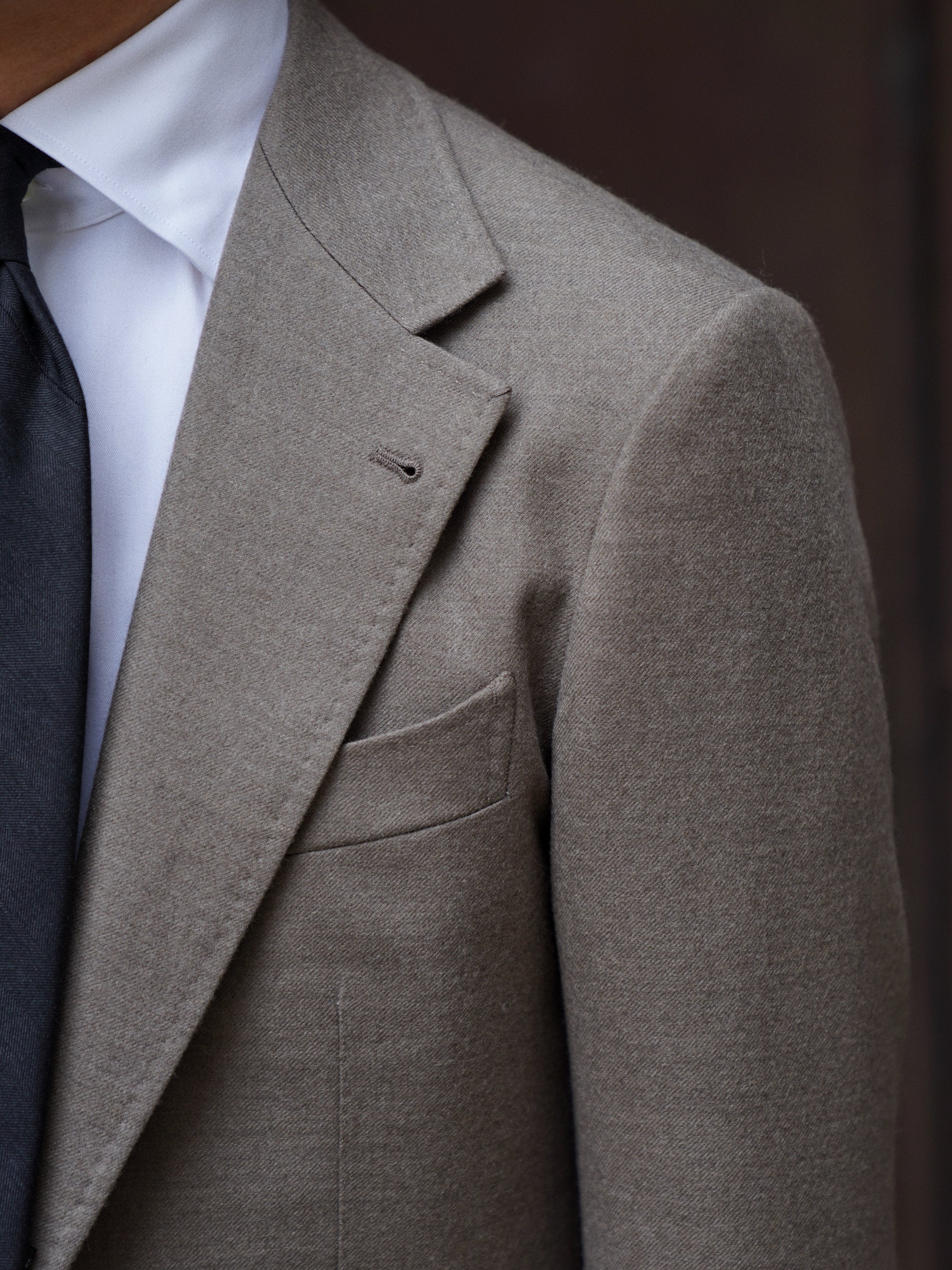 MTO Mocha Twill 120s Worsted Flannel Suit #985