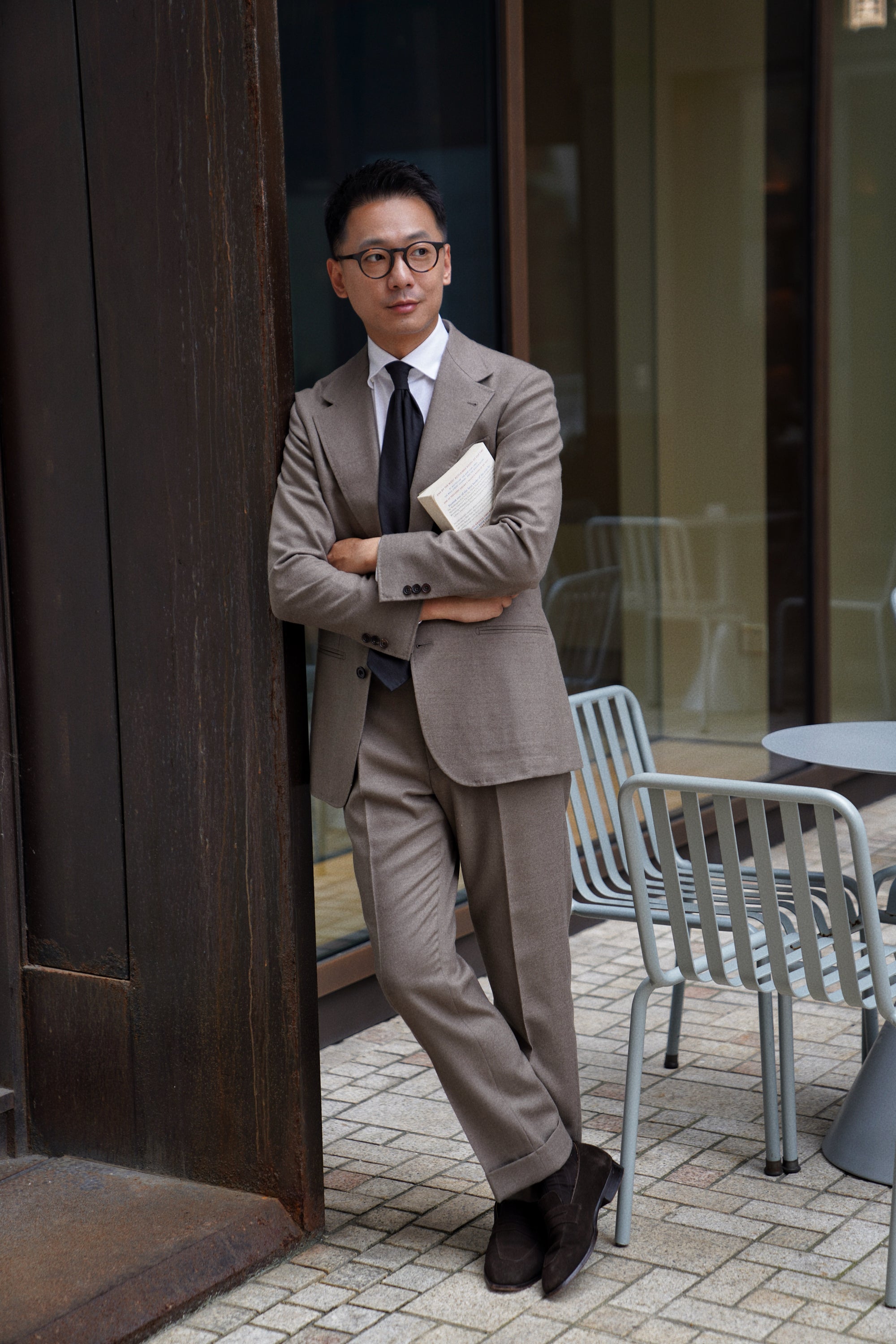MTO Mocha Twill 120s Worsted Flannel Suit #985