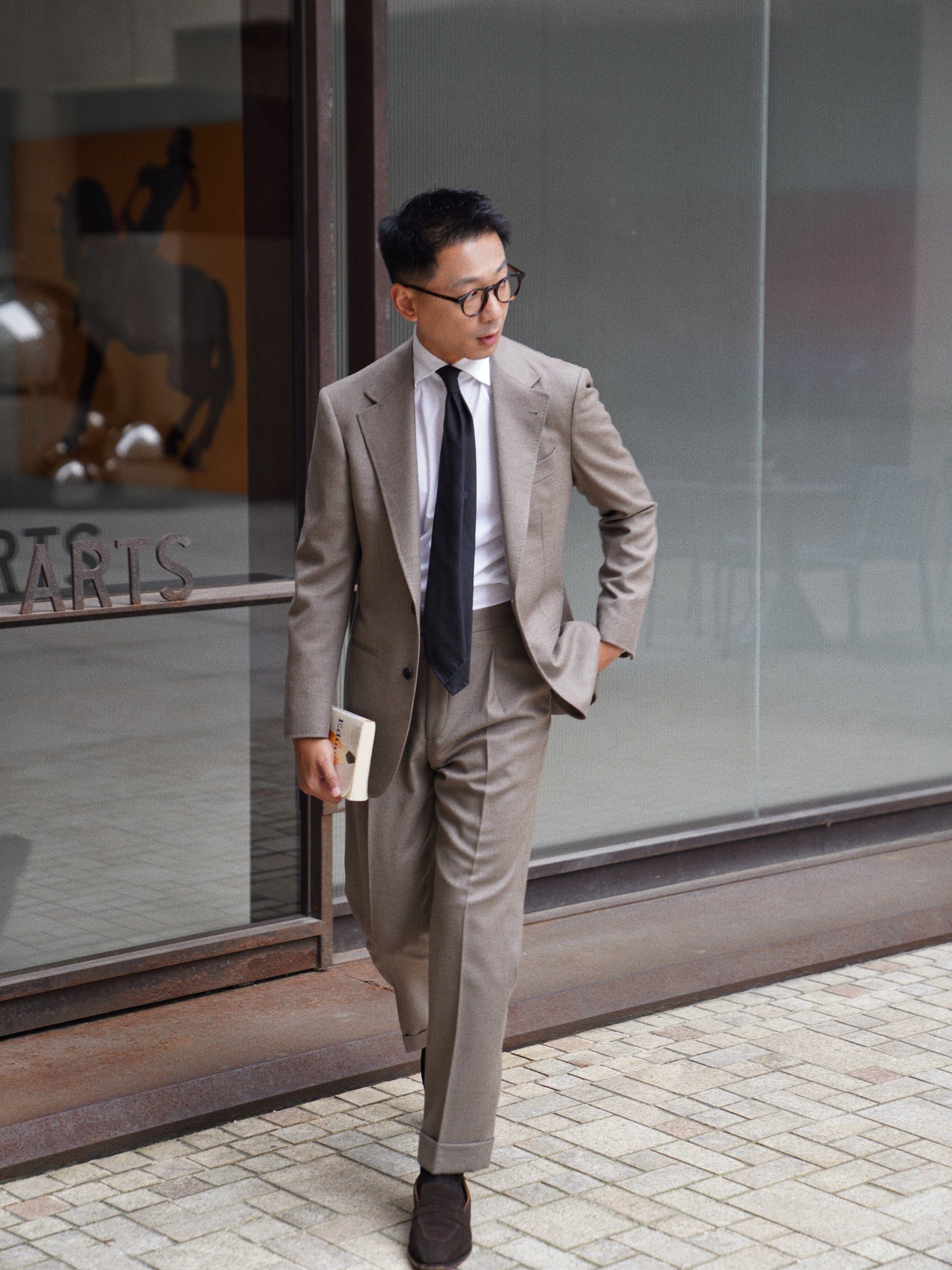 MTO Mocha Twill 120s Worsted Flannel Suit #985
