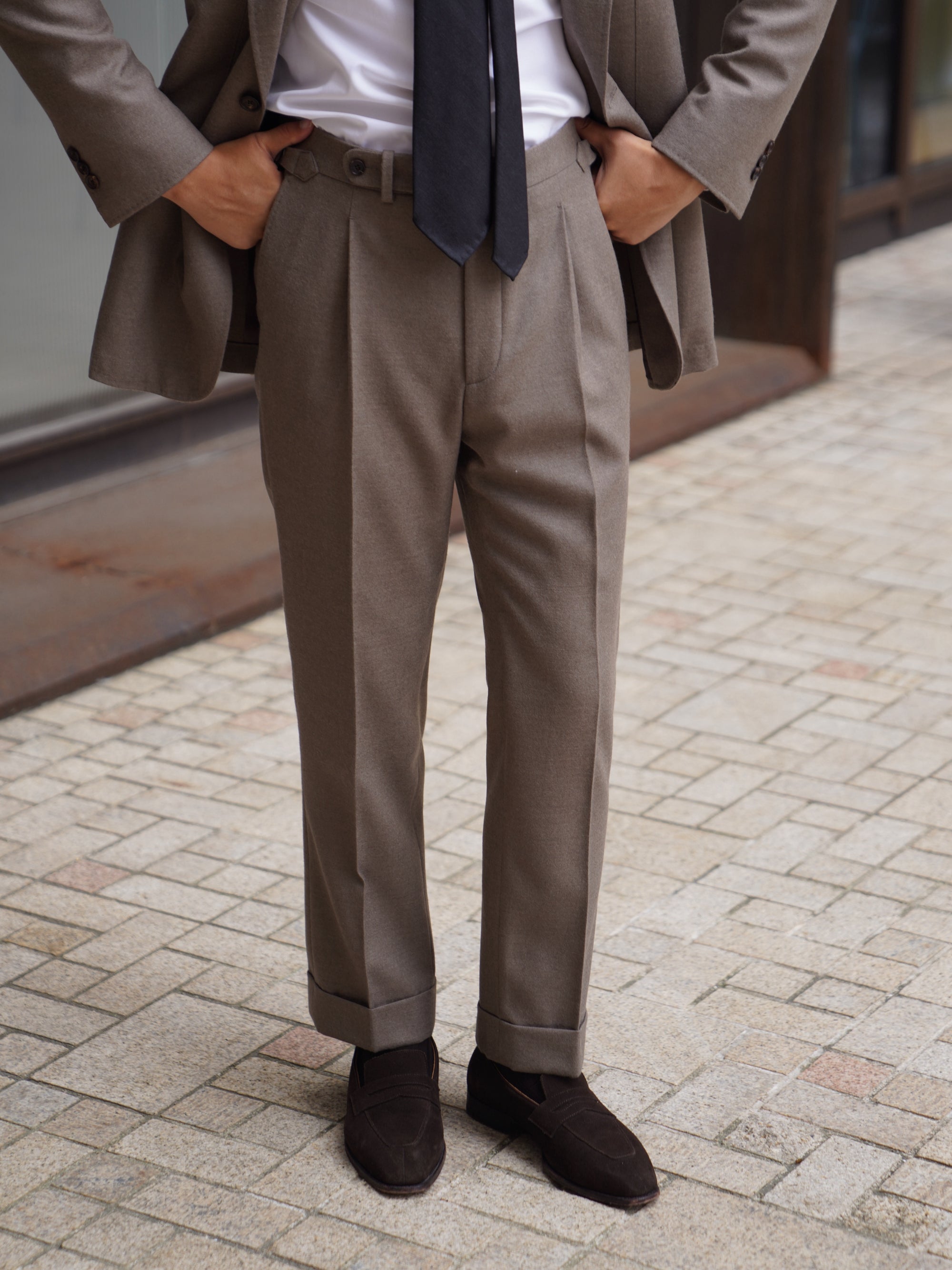 MTO Mocha Twill 120s Worsted Flannel Suit #985