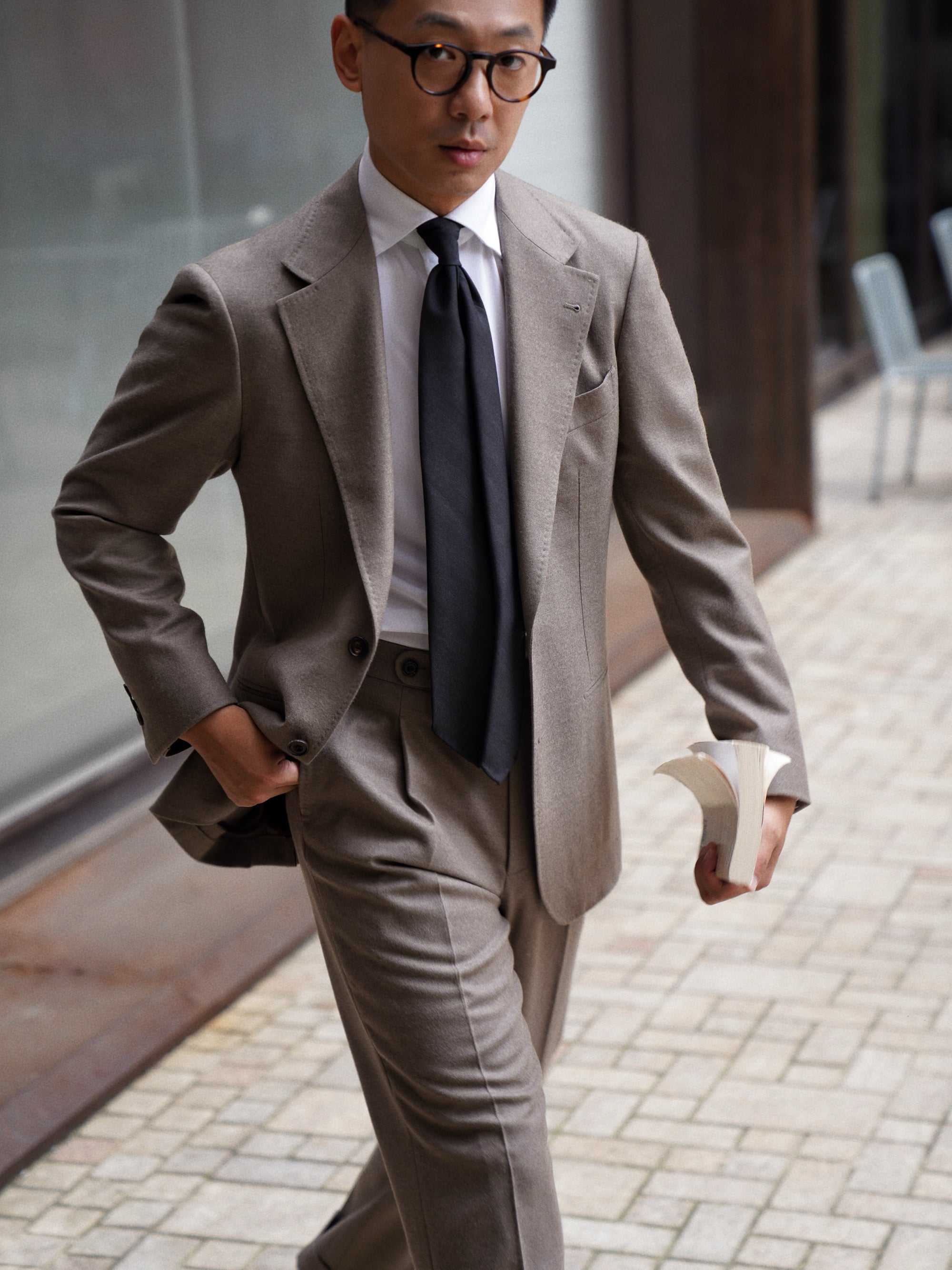 MTO Mocha Twill 120s Worsted Flannel Suit #985