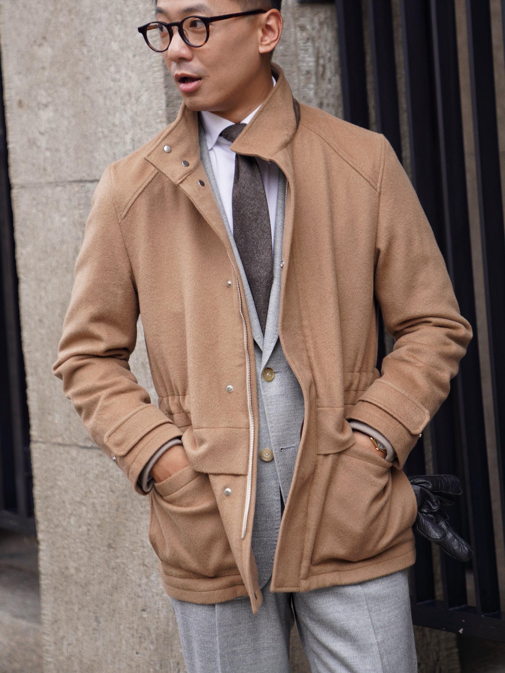 Camel Wool Cashmere M65 Jacket #404