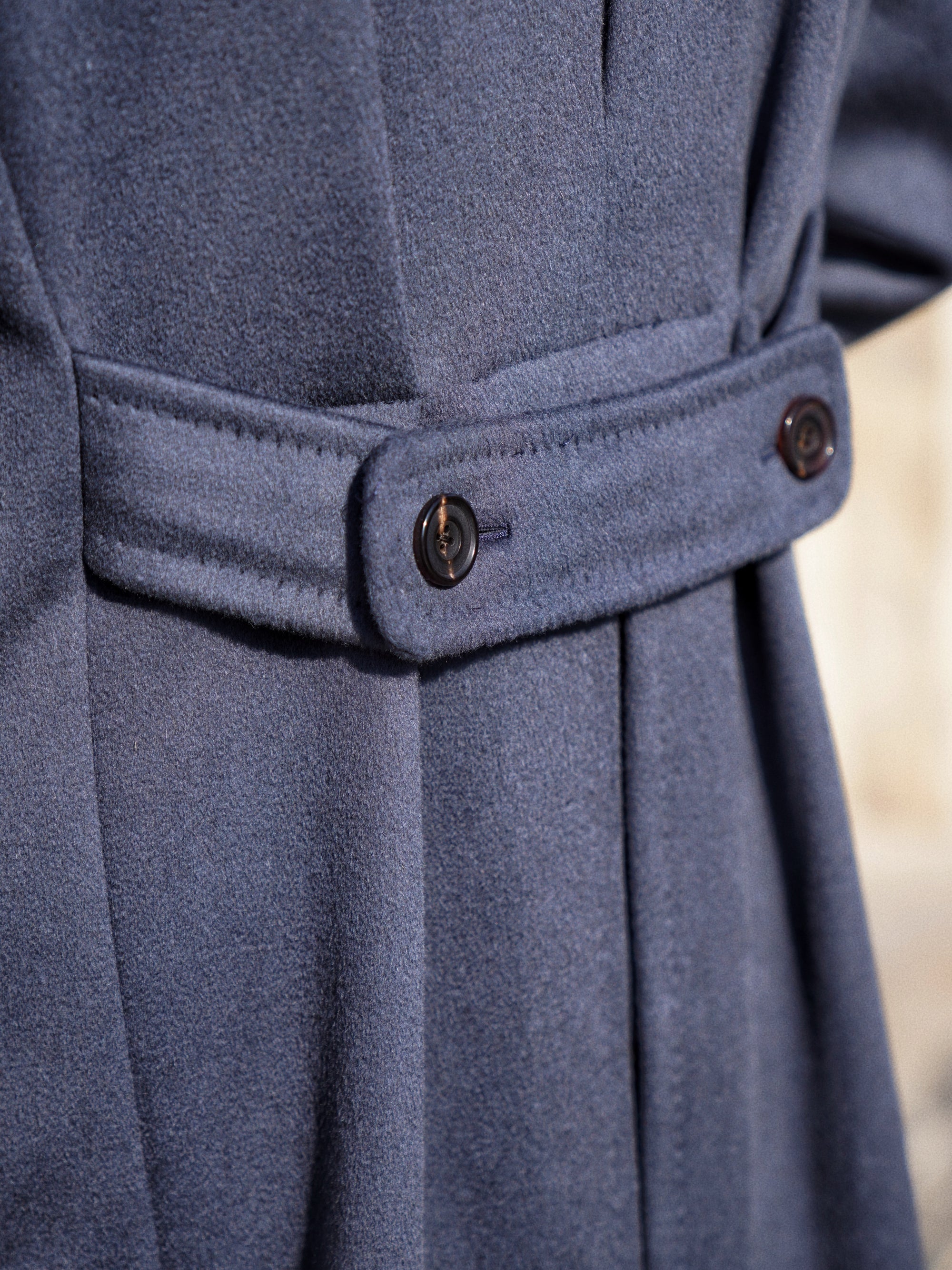 MTO Steel Blue Cashmere Polo Coat #825