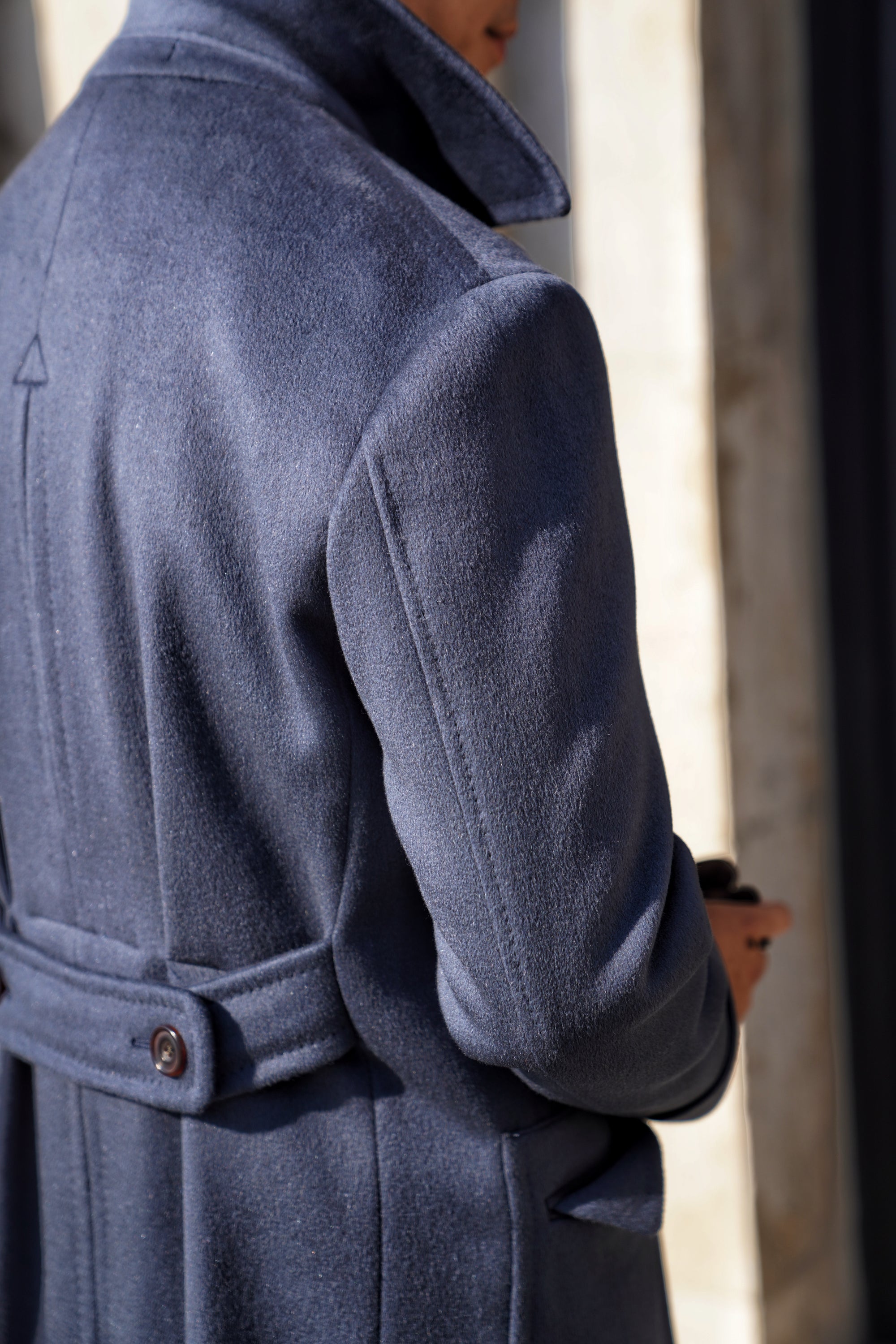 MTO Steel Blue Cashmere Polo Coat #825