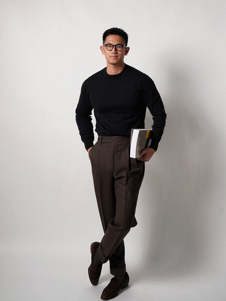 Black Long Sleeve Crew Neck Jumper