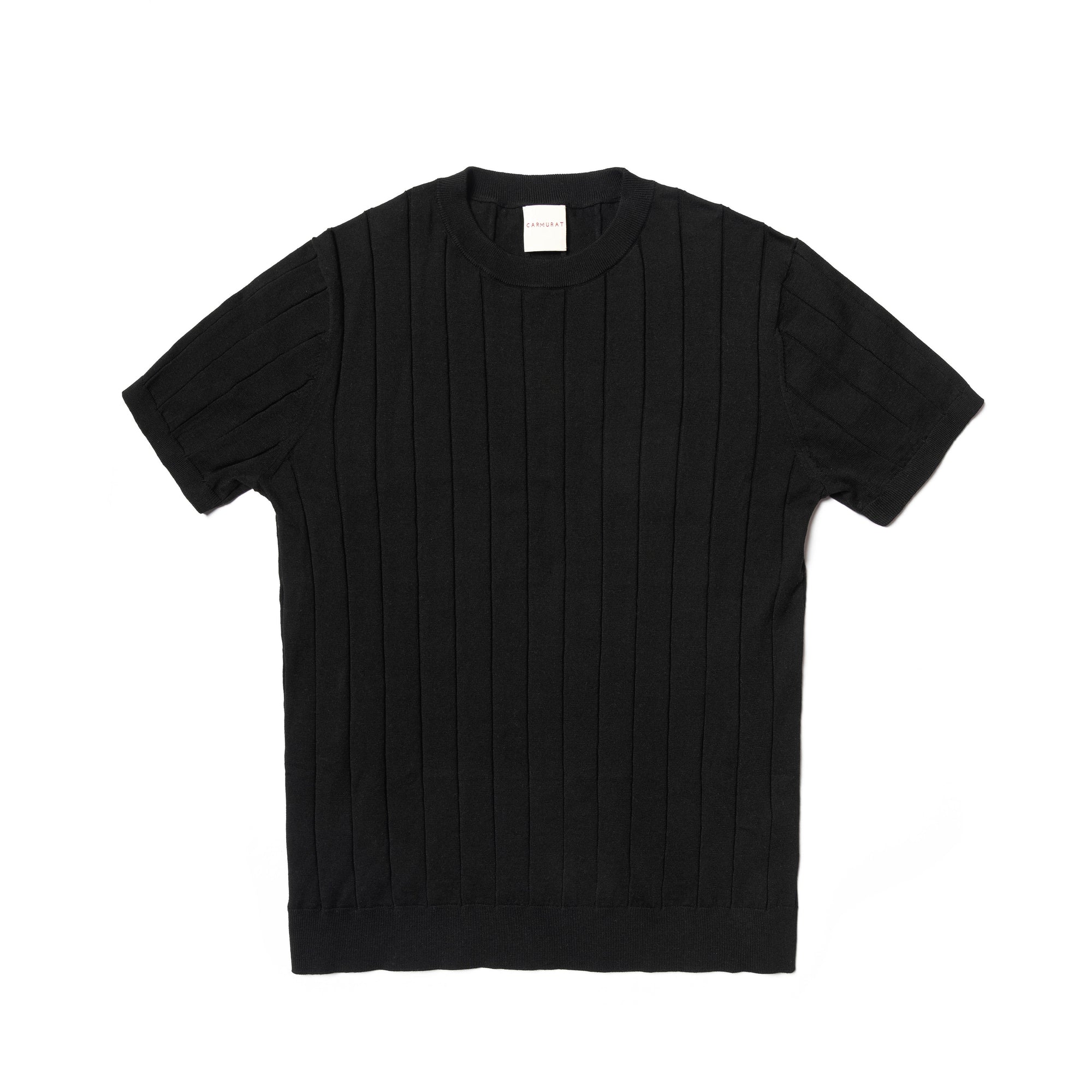 Black / Burgundy Cotton Silk Crew Neck