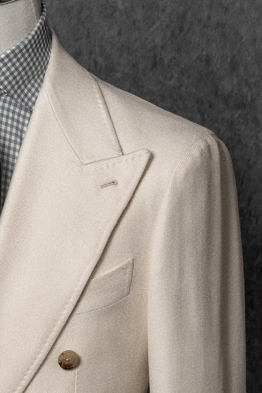 MTO Beige Double Breasted Twill Suit #20
