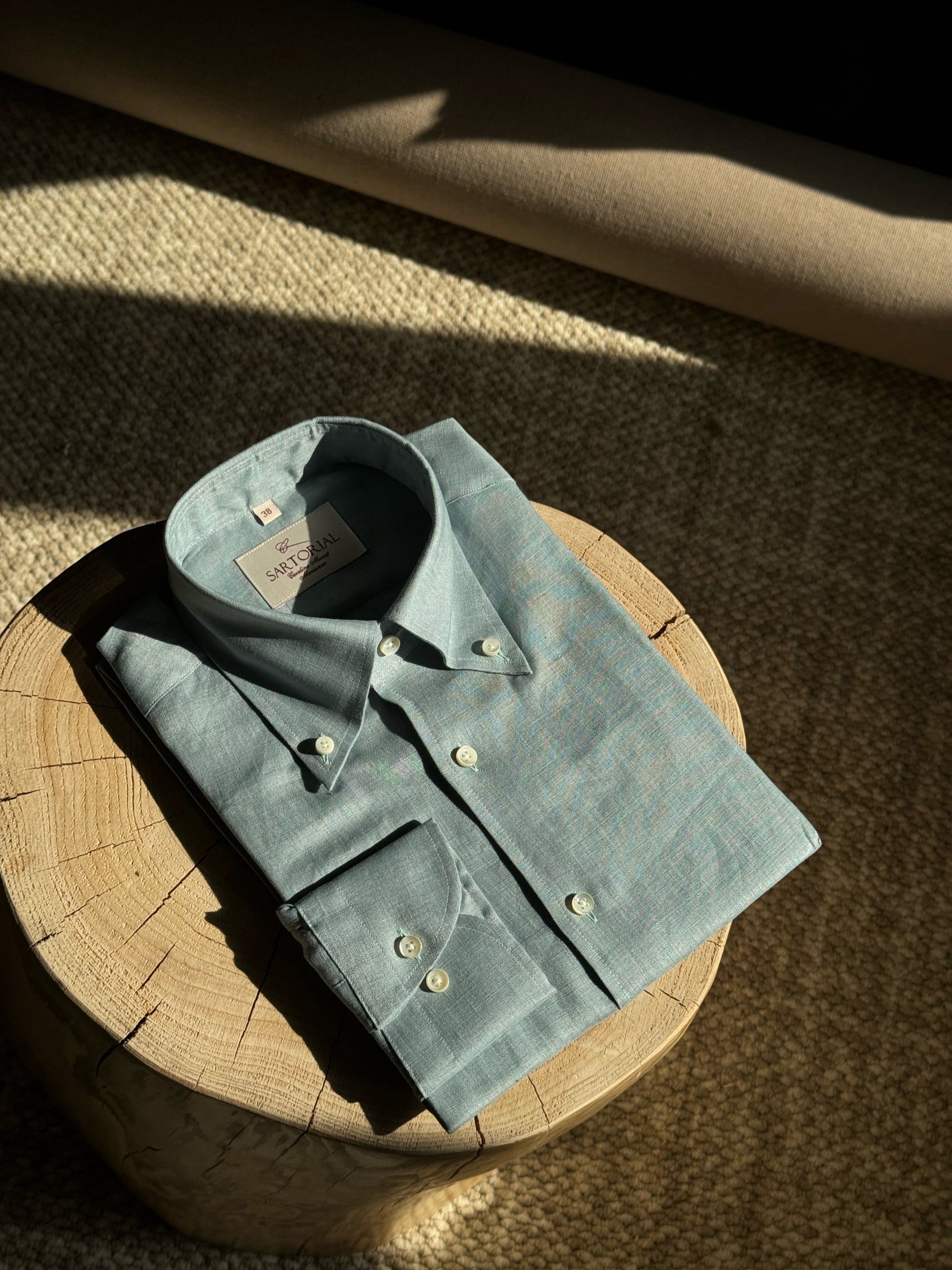 MTO Lemon / Emerald Linen Shirt