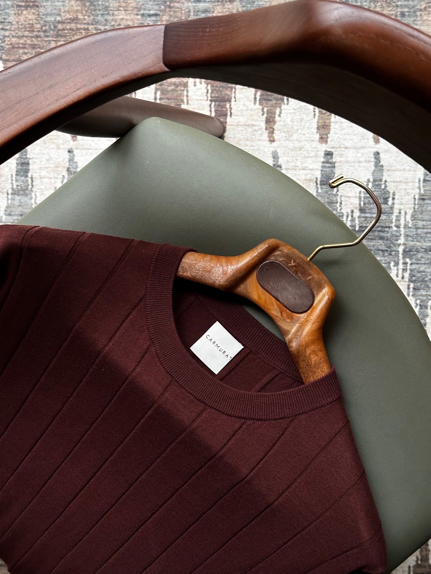 Black / Burgundy Cotton Silk Crew Neck