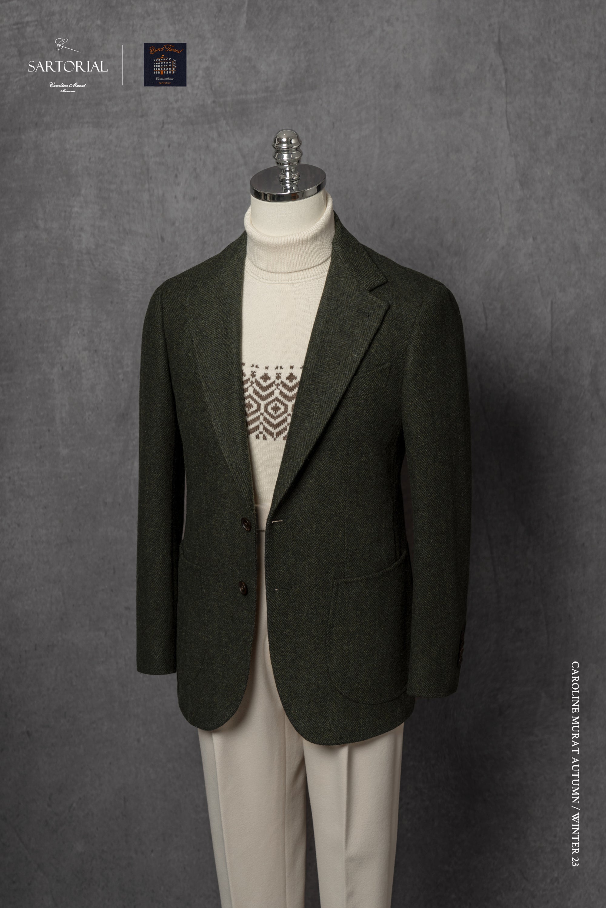 Dark Green Herringbone Tweed Jacket #3