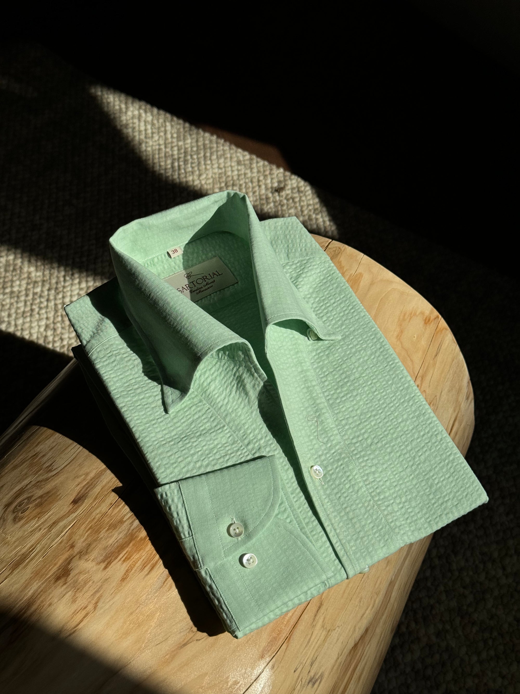 MTO Mint Seersucker Shirt #446