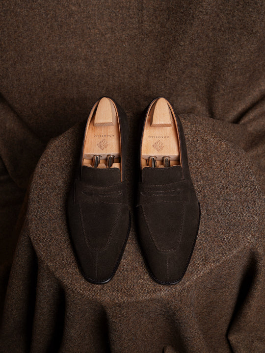 Adamello “Torino” Dark Brown Suede Penny Loafer